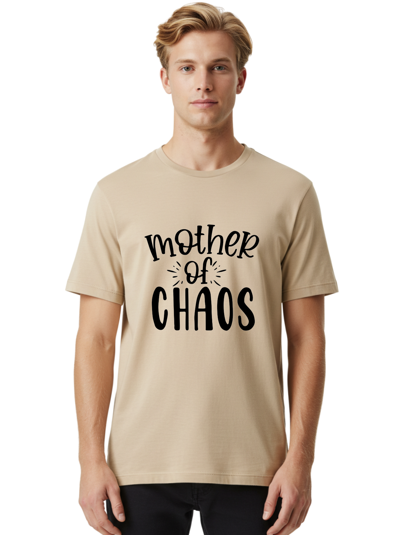 Mother-Of-Chaos Men'S Graphic Tee, 100% Cotton, Comfortable Casual Summer Wear, Machine Washable, Funny Mom Quote, Motherhood Humor, Chaotic Parenting, Mom Life, Humorous Saying, Quirky Mom, Chaos Coordinator, Parenting Jokes Aad447 30