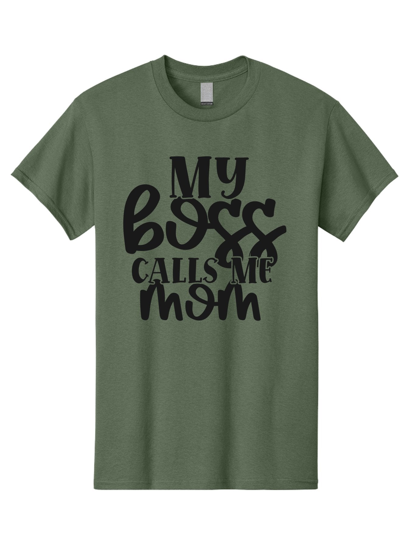 My-Boss-Calls-Me-Mom Men'S Graphic Tee, 100% Cotton, Comfortable Casual Summer Wear, Machine Washable, Funny Mom Quote, Working Mom Humor, Office Mom Joke, Mom Life, Workplace Humor, Motherhood, Working Mother, Office Humor Aad448
