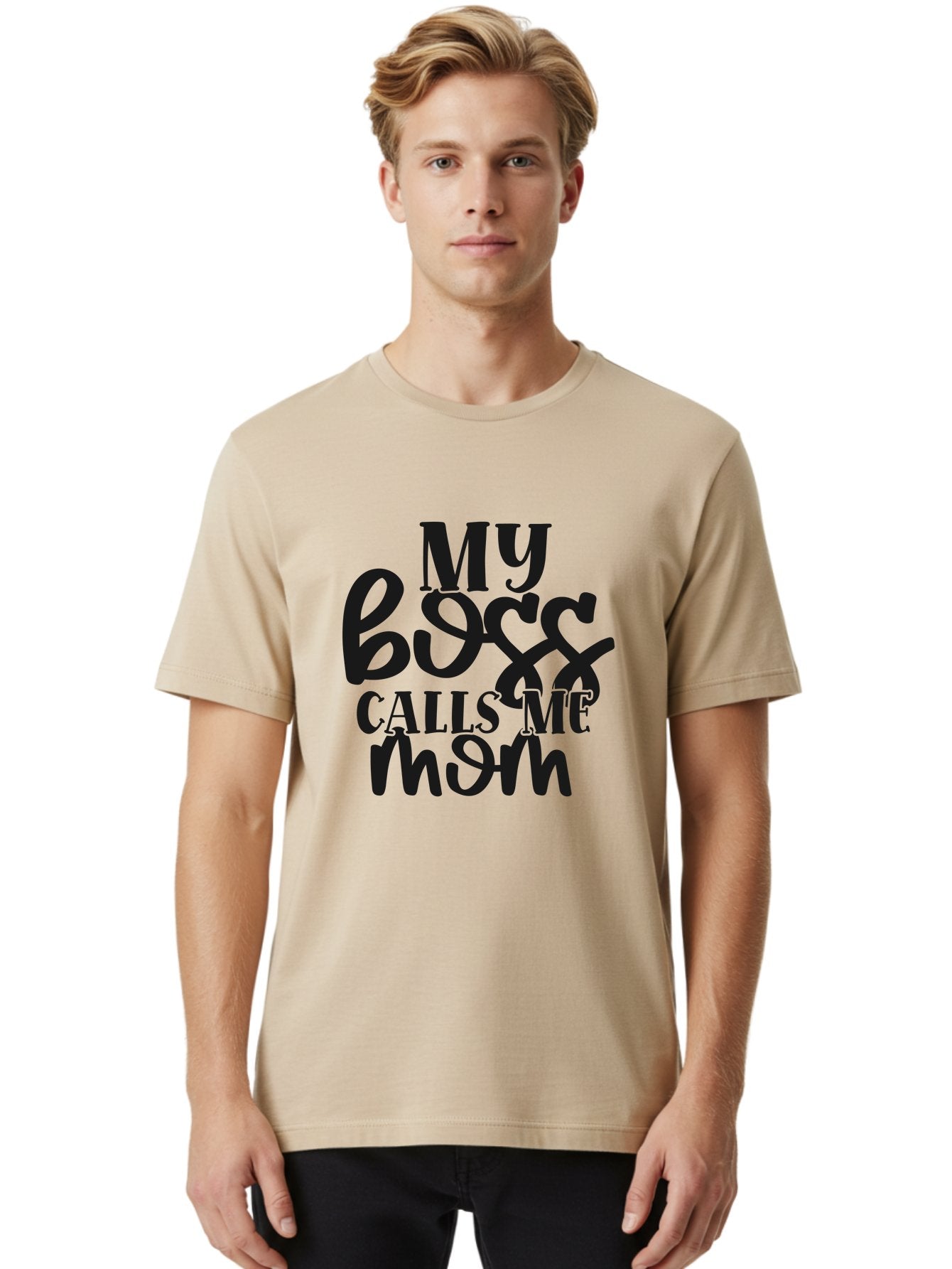 My-Boss-Calls-Me-Mom Men'S Graphic Tee, 100% Cotton, Comfortable Casual Summer Wear, Machine Washable, Funny Mom Quote, Working Mom Humor, Office Mom Joke, Mom Life, Workplace Humor, Motherhood, Working Mother, Office Humor Aad448 30