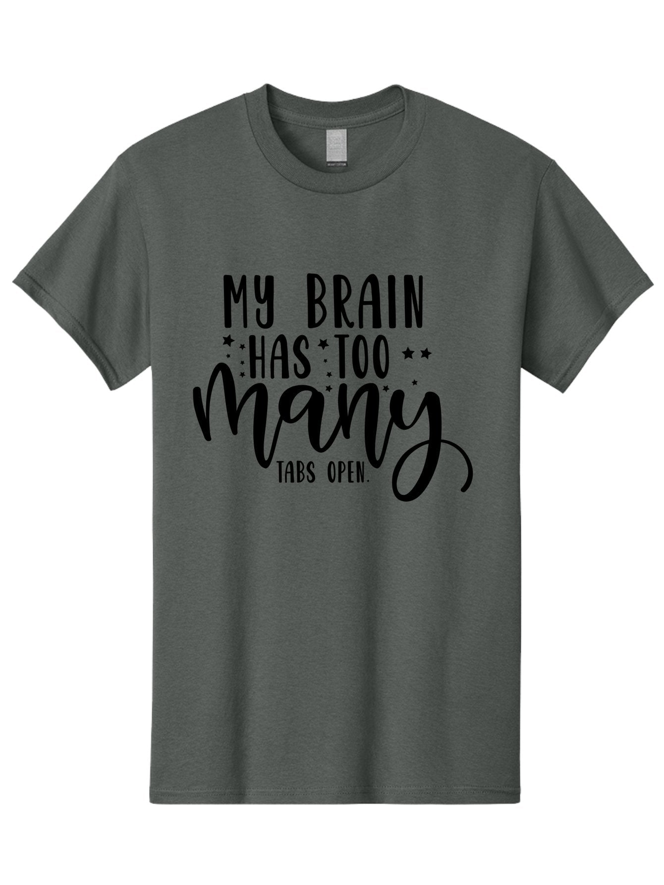 My-Brain-Has-Too-Many-Tabs-Open Men'S Graphic Tee, 100% Cotton, Comfortable Casual Summer Wear, Machine Washable, Funny Quote, Humorous Saying, Relatable Phrase, Brain Overload, Too Many Tabs Open, Mental Multitasking, Quirky Humor, Aad449 3