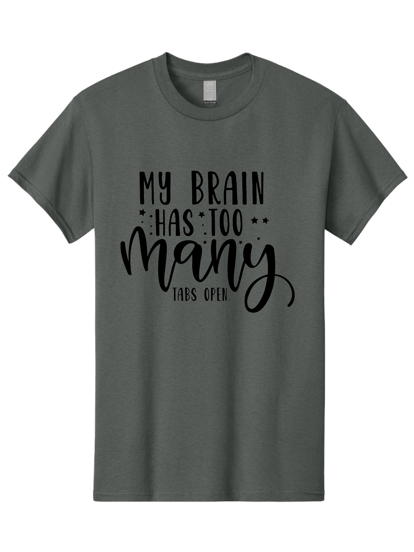 My-Brain-Has-Too-Many-Tabs-Open Men'S Graphic Tee, 100% Cotton, Comfortable Casual Summer Wear, Machine Washable, Funny Quote, Humorous Saying, Relatable Phrase, Brain Overload, Too Many Tabs Open, Mental Multitasking, Quirky Humor, Aad449 17