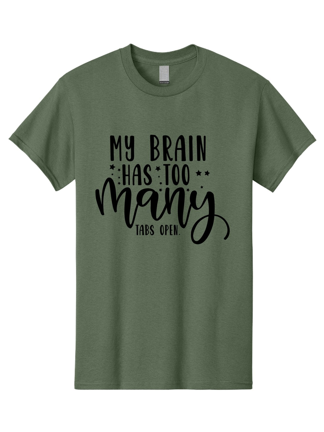 My-Brain-Has-Too-Many-Tabs-Open Men'S Graphic Tee, 100% Cotton, Comfortable Casual Summer Wear, Machine Washable, Funny Quote, Humorous Saying, Relatable Phrase, Brain Overload, Too Many Tabs Open, Mental Multitasking, Quirky Humor, Aad449 13