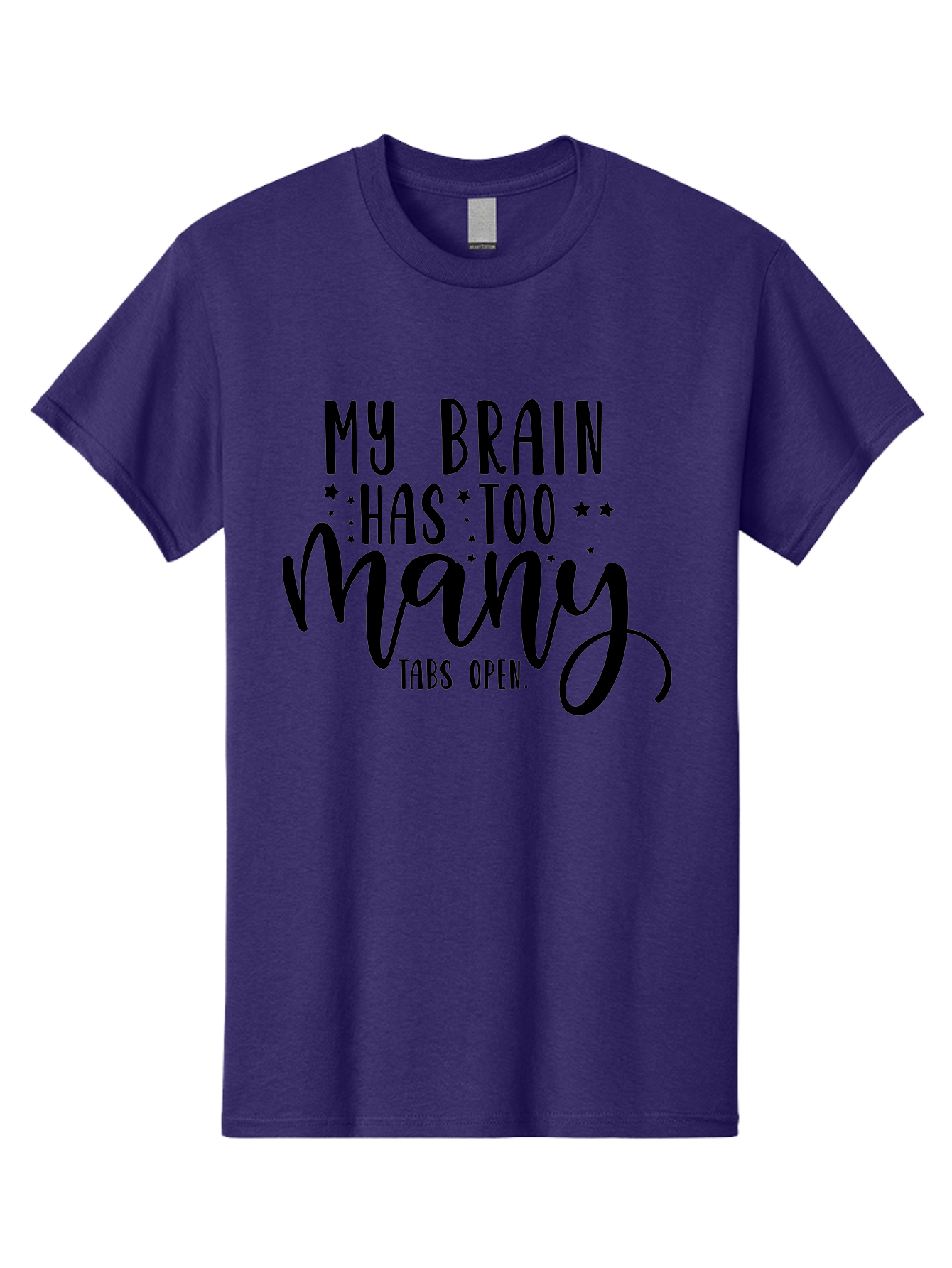 My-Brain-Has-Too-Many-Tabs-Open Men'S Graphic Tee, 100% Cotton, Comfortable Casual Summer Wear, Machine Washable, Funny Quote, Humorous Saying, Relatable Phrase, Brain Overload, Too Many Tabs Open, Mental Multitasking, Quirky Humor, Aad449 21