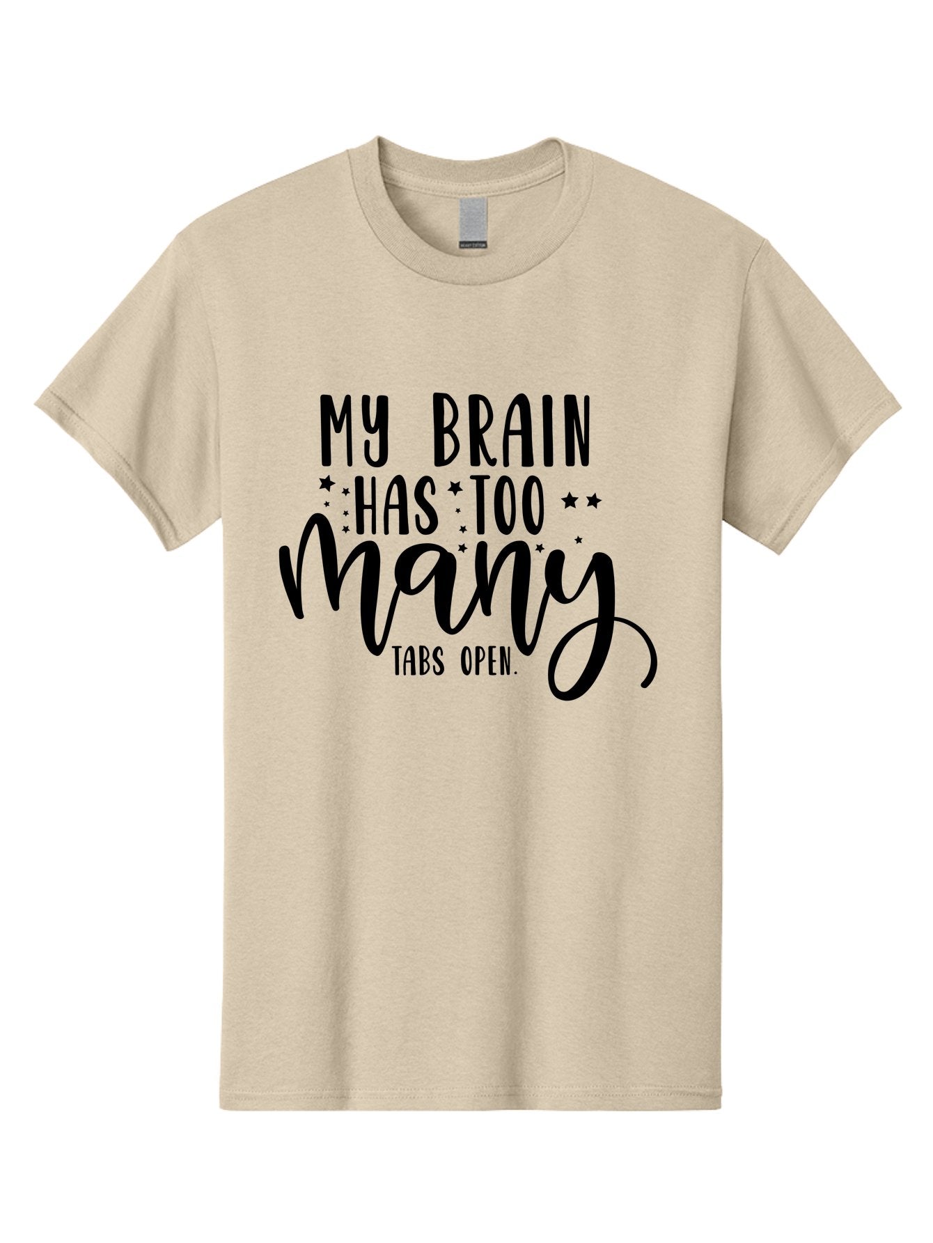 My-Brain-Has-Too-Many-Tabs-Open Men'S Graphic Tee, 100% Cotton, Comfortable Casual Summer Wear, Machine Washable, Funny Quote, Humorous Saying, Relatable Phrase, Brain Overload, Too Many Tabs Open, Mental Multitasking, Quirky Humor, Aad449 6