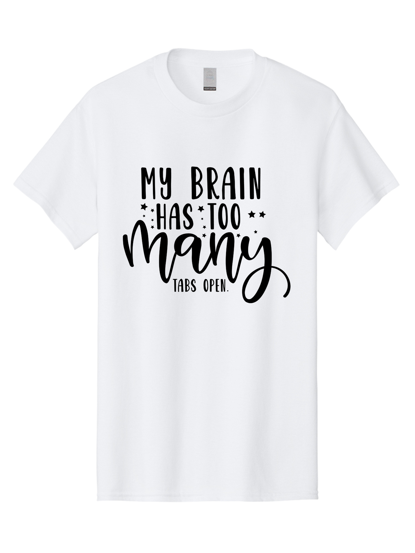 My-Brain-Has-Too-Many-Tabs-Open Men'S Graphic Tee, 100% Cotton, Comfortable Casual Summer Wear, Machine Washable, Funny Quote, Humorous Saying, Relatable Phrase, Brain Overload, Too Many Tabs Open, Mental Multitasking, Quirky Humor, Aad449 11