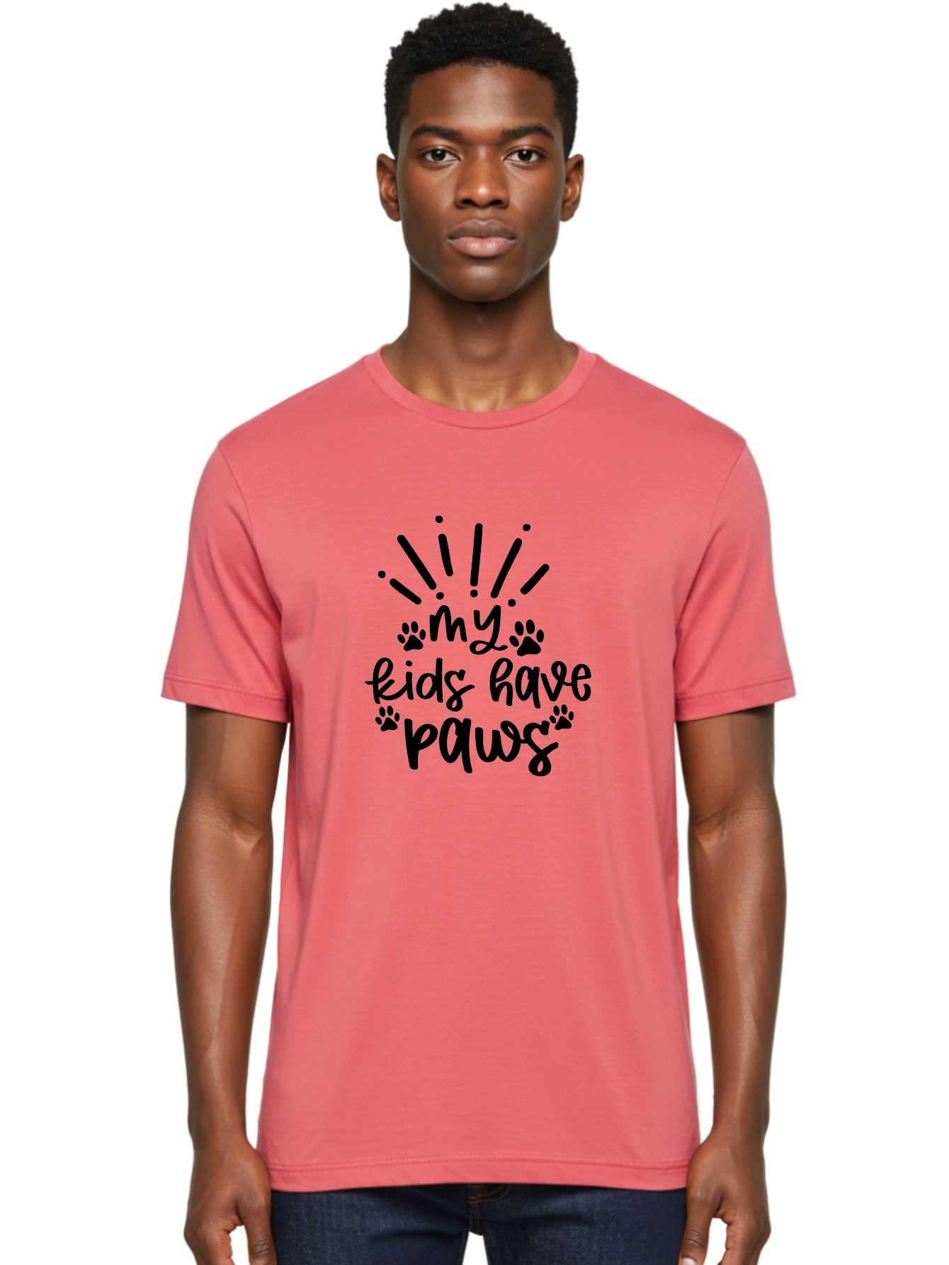 My-Kids-Have-Paws-1 Men'S Graphic Tee, 100% Cotton, Comfortable Casual Summer Wear, Machine Washable, Dog Lovers Quote, Pet Owners, Funny Dog Quotes, Dog Mom Quotes, Paw Print Design, Playful Typography, Dog Parenting Aad451 12