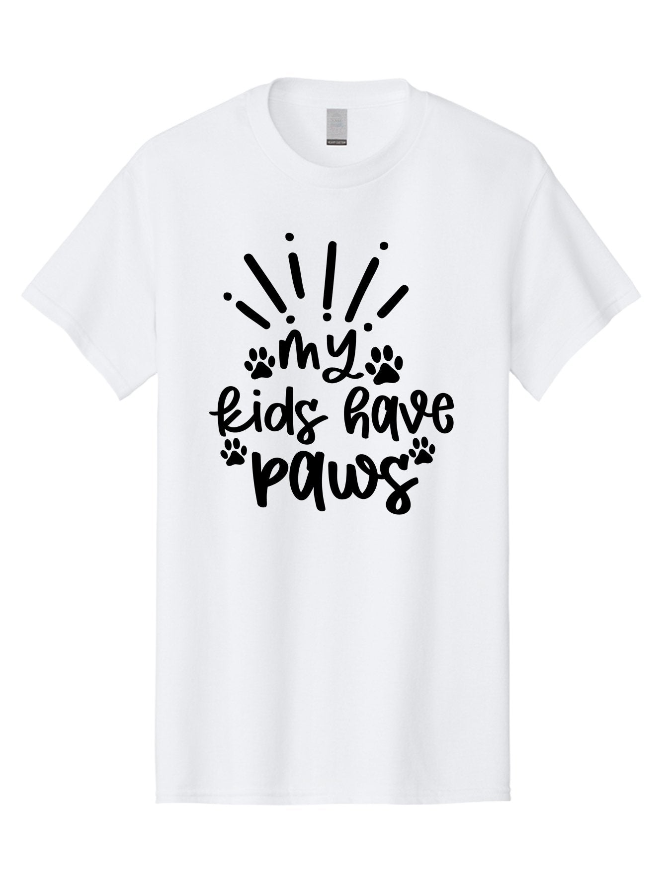 My-Kids-Have-Paws-1 Men'S Graphic Tee, 100% Cotton, Comfortable Casual Summer Wear, Machine Washable, Dog Lovers Quote, Pet Owners, Funny Dog Quotes, Dog Mom Quotes, Paw Print Design, Playful Typography, Dog Parenting Aad451