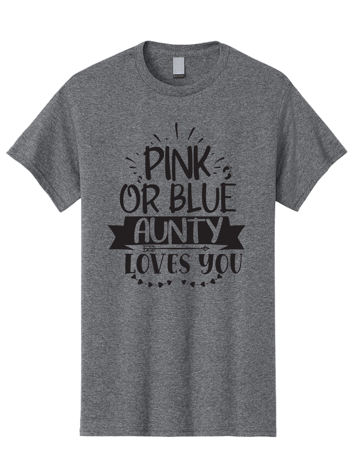 Pink-Or-Blue-Aunty-Loves-You Men'S Graphic Tee, 100% Cotton, Comfortable Casual Summer Wear, Machine Washable, Gender Reveal Message, Aunty Loves You, Pink Or Blue Theme, Baby Announcement, Cute Design, Fun Typography, Playful Decor, Aad455 5