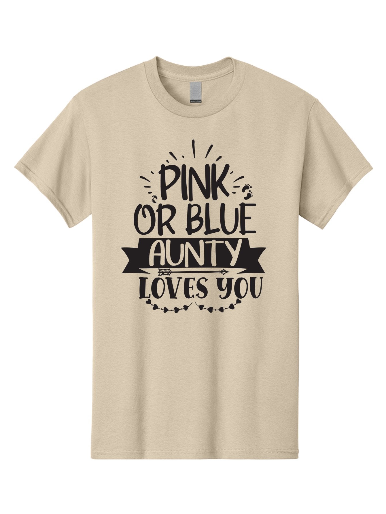 Pink-Or-Blue-Aunty-Loves-You Men'S Graphic Tee, 100% Cotton, Comfortable Casual Summer Wear, Machine Washable, Gender Reveal Message, Aunty Loves You, Pink Or Blue Theme, Baby Announcement, Cute Design, Fun Typography, Playful Decor, Aad455 10