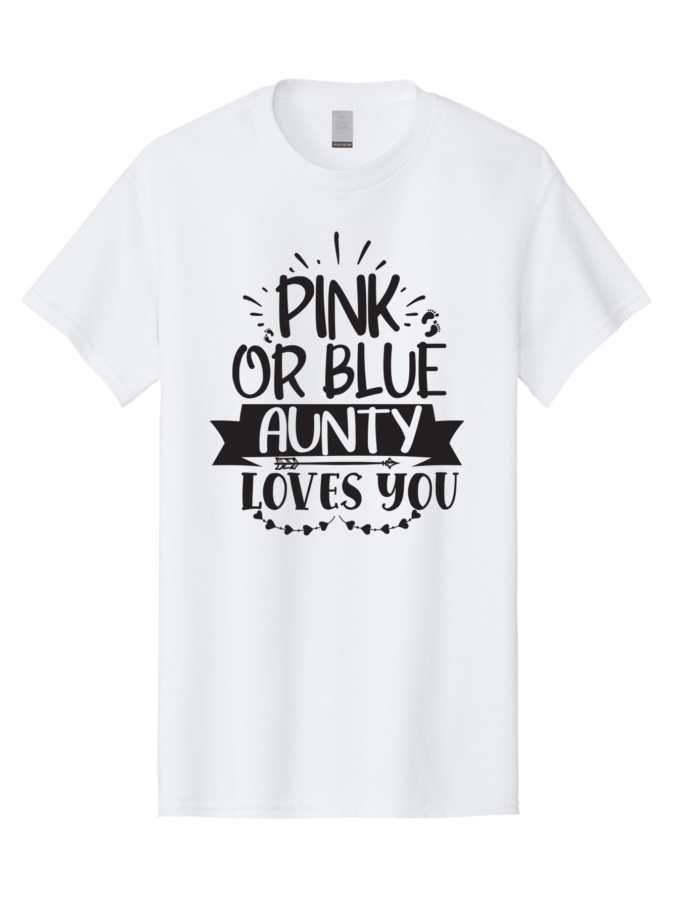 Pink-Or-Blue-Aunty-Loves-You Men'S Graphic Tee, 100% Cotton, Comfortable Casual Summer Wear, Machine Washable, Gender Reveal Message, Aunty Loves You, Pink Or Blue Theme, Baby Announcement, Cute Design, Fun Typography, Playful Decor, Aad455 11