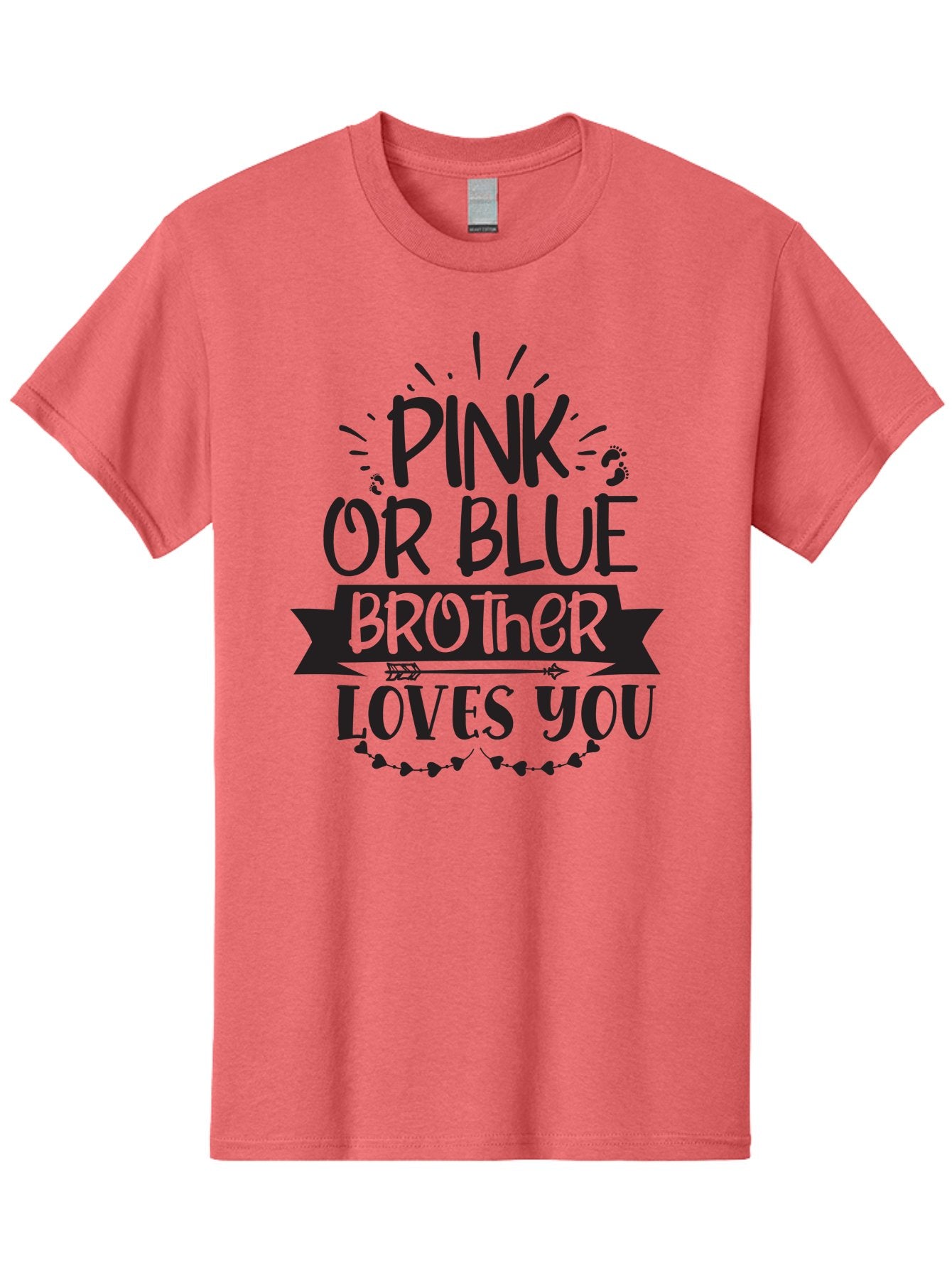 Pink-Or-Blue-Brother-Loves-You Men'S Graphic Tee, 100% Cotton, Comfortable Casual Summer Wear, Machine Washable, Baby Announcement, Pink Or Blue, Brother Loves You, Baby Reveal, Gender Reveal Party, New Baby, Sibling Love, Baby Shower, Aad456 7