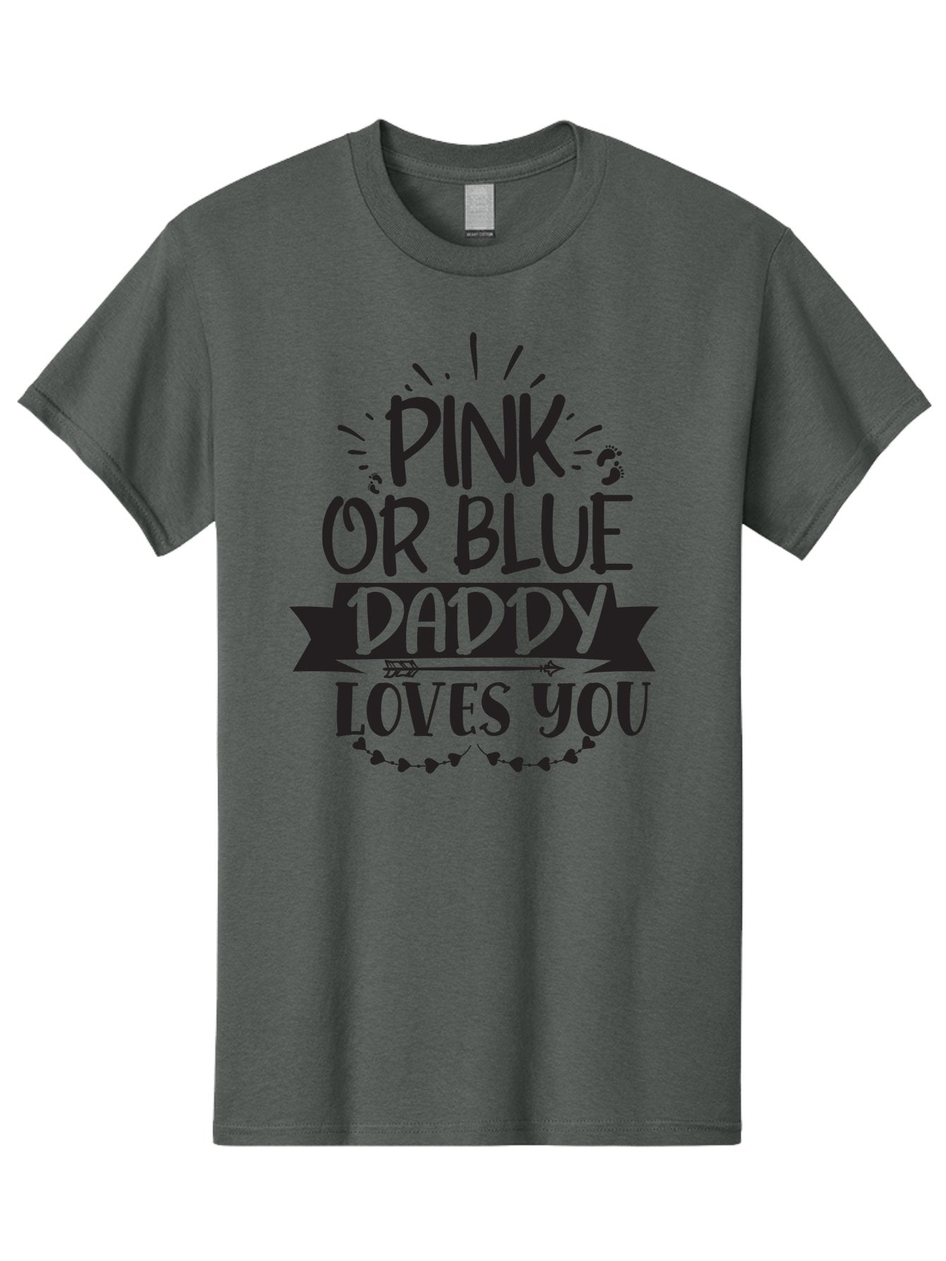 Pink-Or-Blue-Daddy-Loves-You Men'S Graphic Tee, 100% Cotton, Comfortable Casual Summer Wear, Machine Washable, Gender Reveal Announcement, Daddy Loves You, Pink Or Blue, Baby Shower Decoration, Pregnancy Reveal, Funny Quote, Cute Design, Aad457