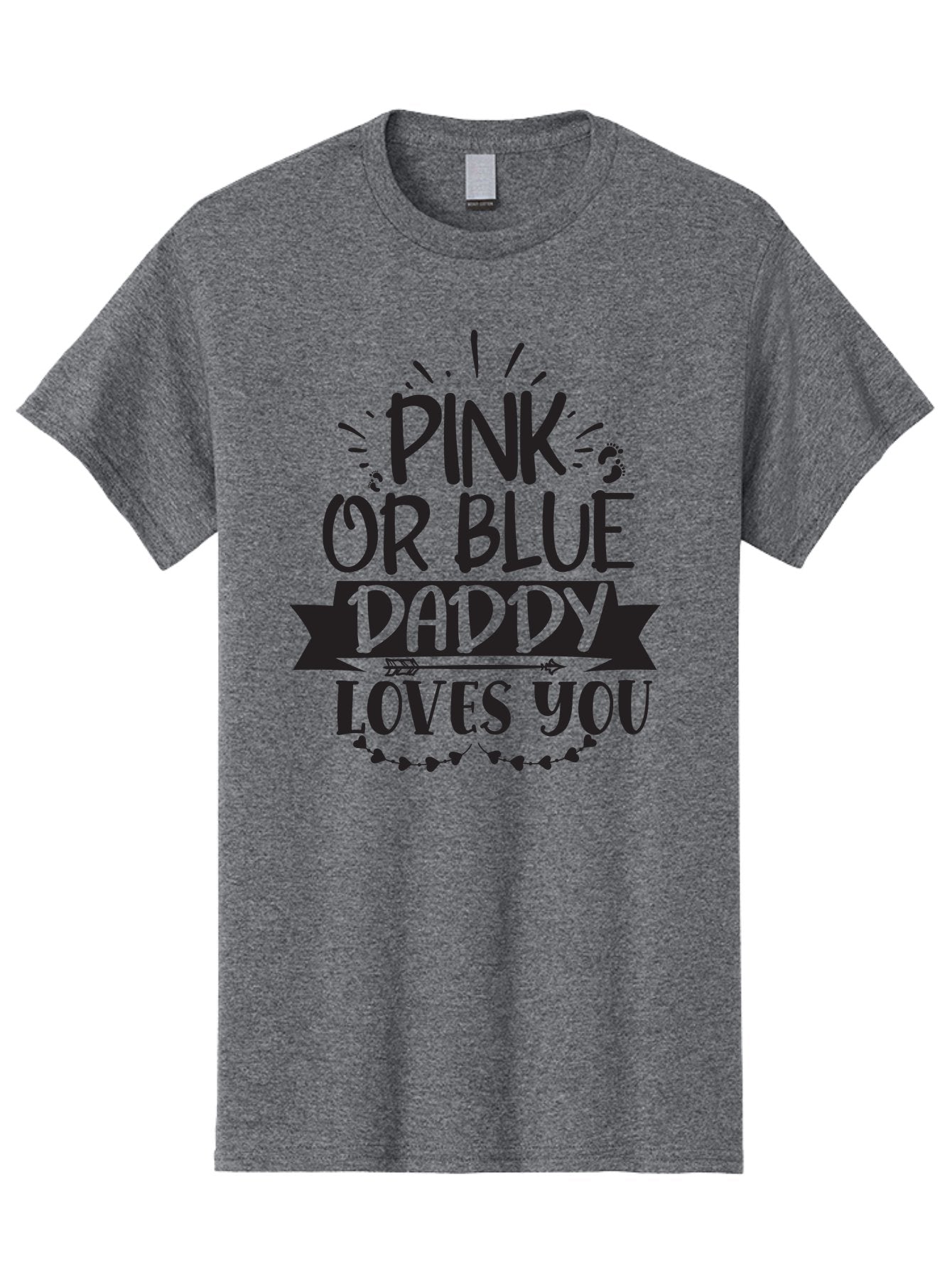 Pink-Or-Blue-Daddy-Loves-You Men'S Graphic Tee, 100% Cotton, Comfortable Casual Summer Wear, Machine Washable, Gender Reveal Announcement, Daddy Loves You, Pink Or Blue, Baby Shower Decoration, Pregnancy Reveal, Funny Quote, Cute Design, Aad457 5