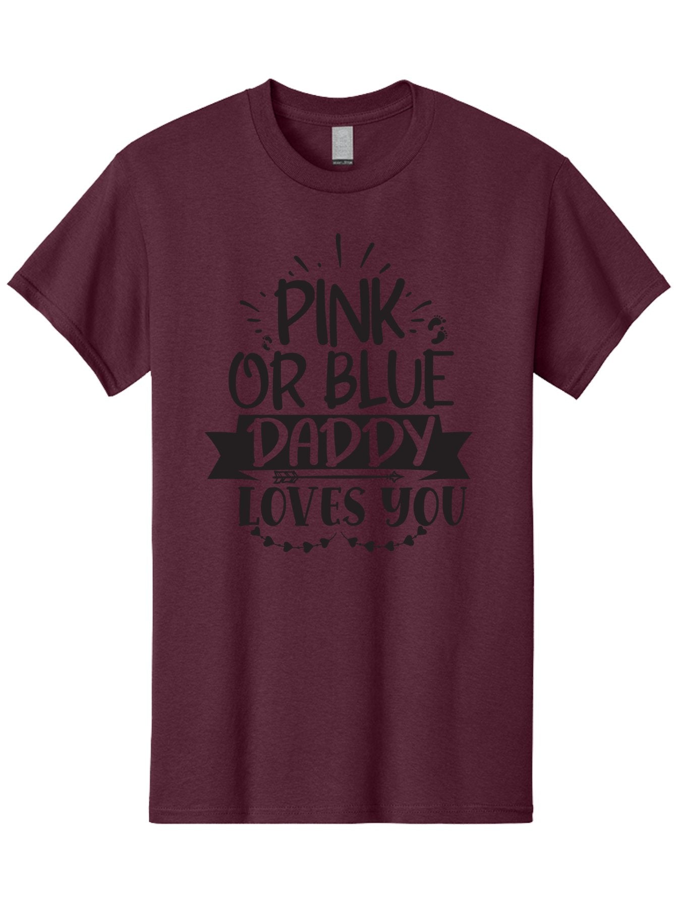 Pink-Or-Blue-Daddy-Loves-You Men'S Graphic Tee, 100% Cotton, Comfortable Casual Summer Wear, Machine Washable, Gender Reveal Announcement, Daddy Loves You, Pink Or Blue, Baby Shower Decoration, Pregnancy Reveal, Funny Quote, Cute Design, Aad457 11