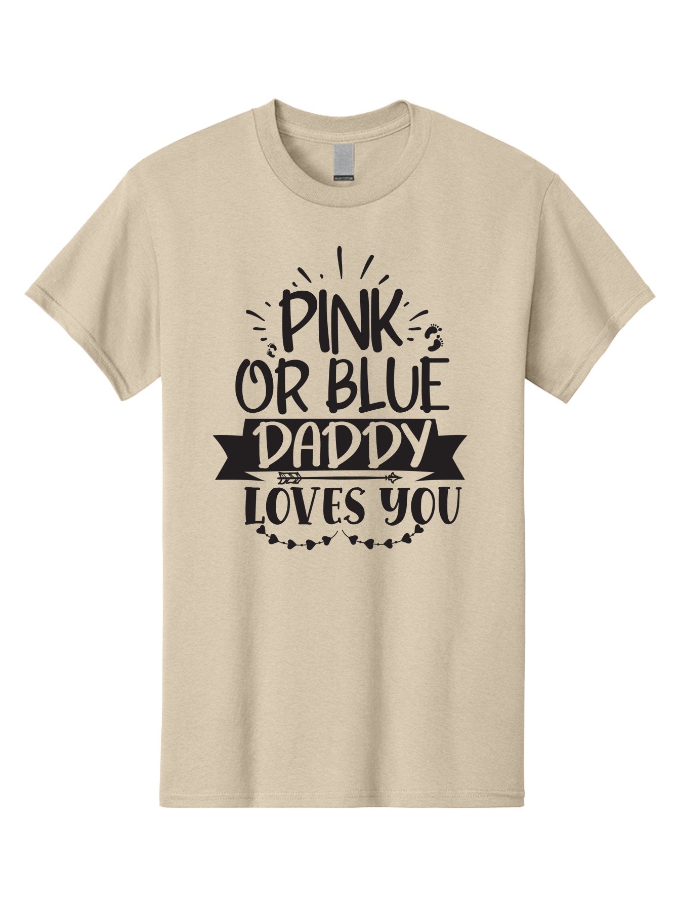 Pink-Or-Blue-Daddy-Loves-You Men'S Graphic Tee, 100% Cotton, Comfortable Casual Summer Wear, Machine Washable, Gender Reveal Announcement, Daddy Loves You, Pink Or Blue, Baby Shower Decoration, Pregnancy Reveal, Funny Quote, Cute Design, Aad457 9