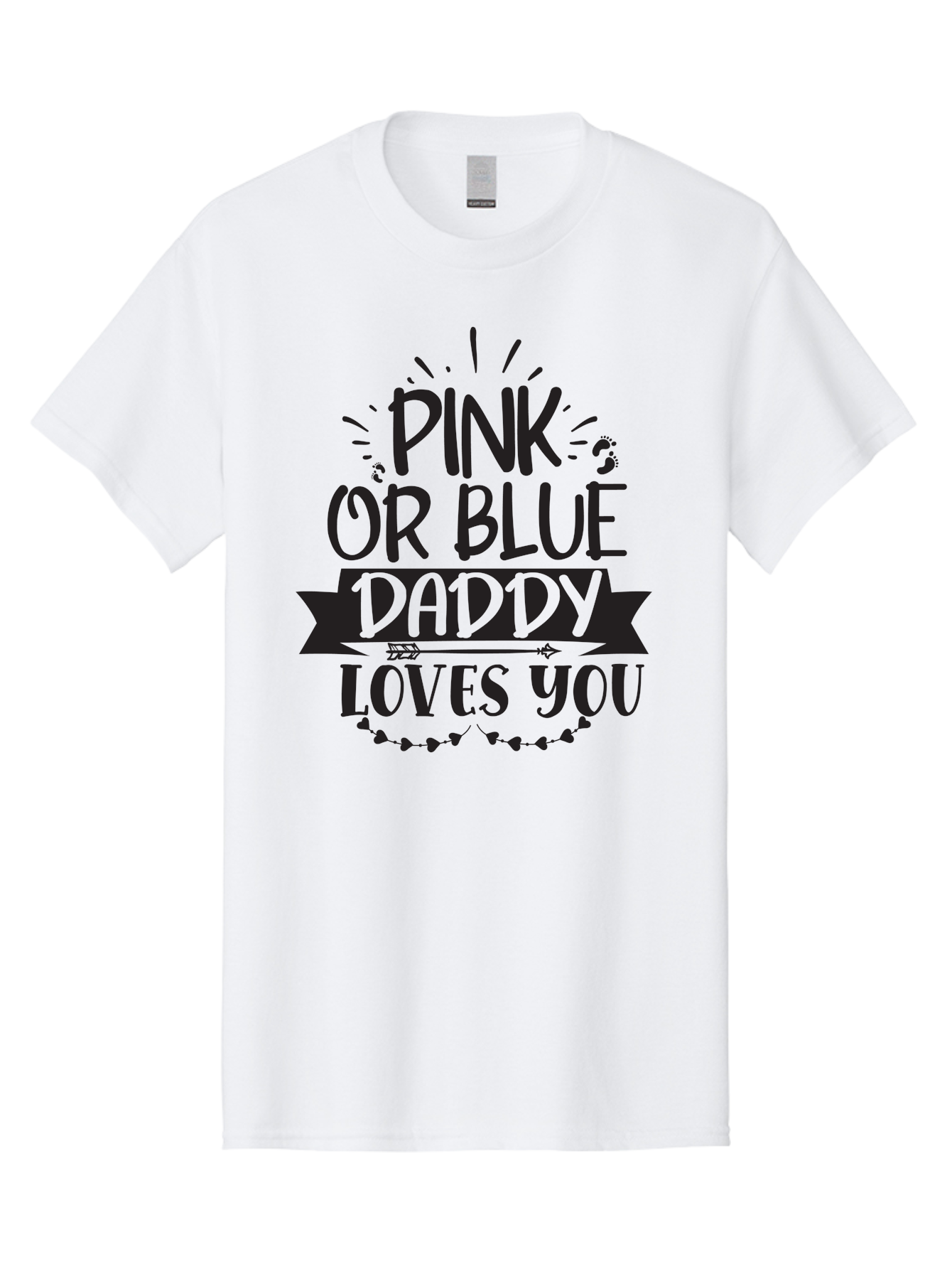 Pink-Or-Blue-Daddy-Loves-You Men'S Graphic Tee, 100% Cotton, Comfortable Casual Summer Wear, Machine Washable, Gender Reveal Announcement, Daddy Loves You, Pink Or Blue, Baby Shower Decoration, Pregnancy Reveal, Funny Quote, Cute Design, Aad457