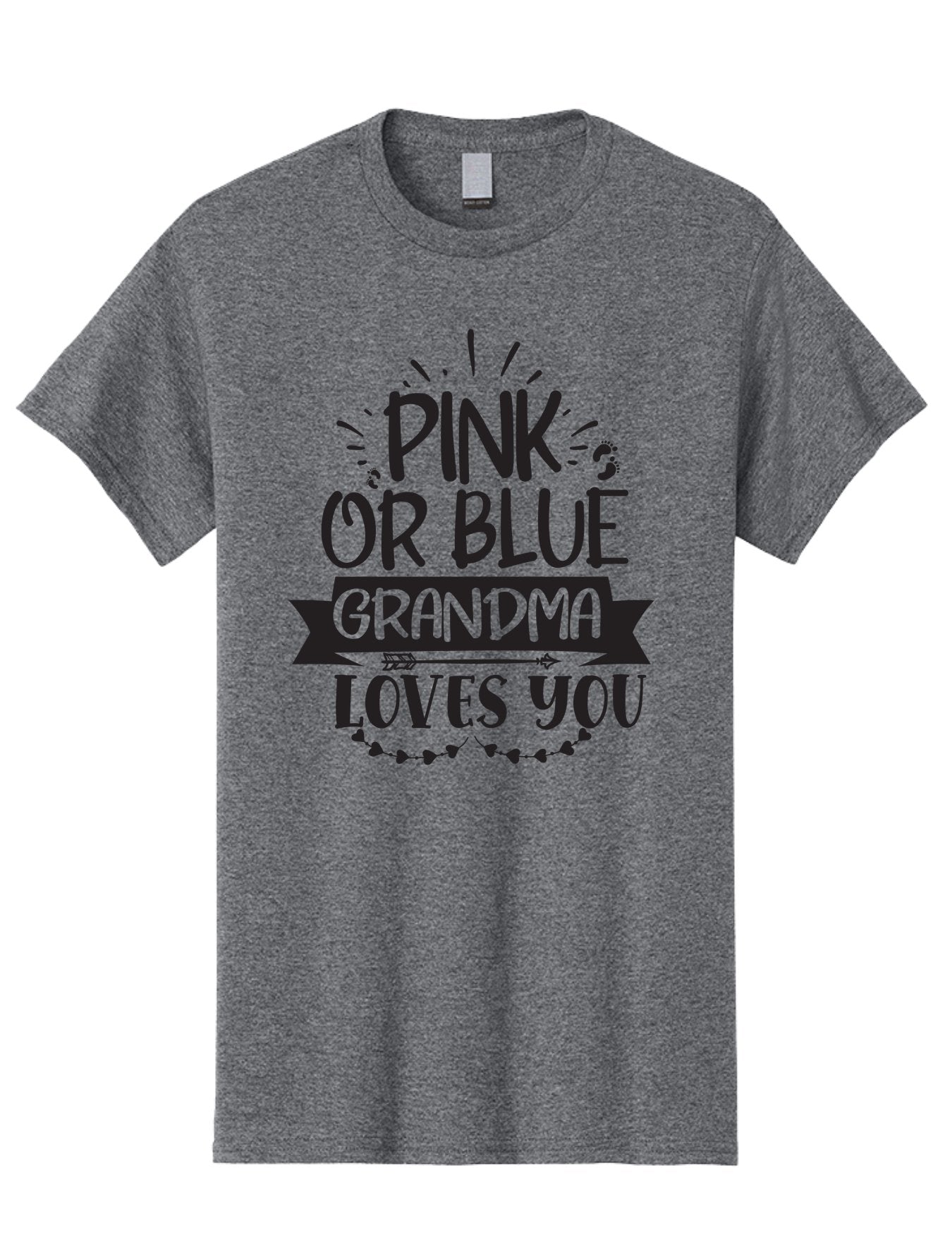 Pink-Or-Blue-Grandma-Loves-You Men'S Graphic Tee, 100% Cotton, Comfortable Casual Summer Wear, Machine Washable, Grandma Love, Baby Reveal, Pink Or Blue, Grandma Gift, Baby Shower, Cute Grandma, Gender Reveal, Baby Love Aad458