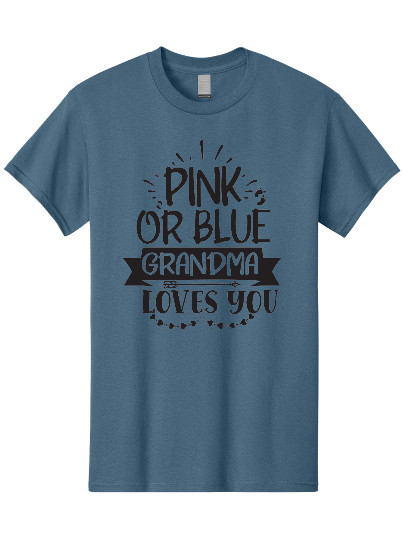 Pink-Or-Blue-Grandma-Loves-You Men'S Graphic Tee, 100% Cotton, Comfortable Casual Summer Wear, Machine Washable, Grandma Love, Baby Reveal, Pink Or Blue, Grandma Gift, Baby Shower, Cute Grandma, Gender Reveal, Baby Love Aad458 7