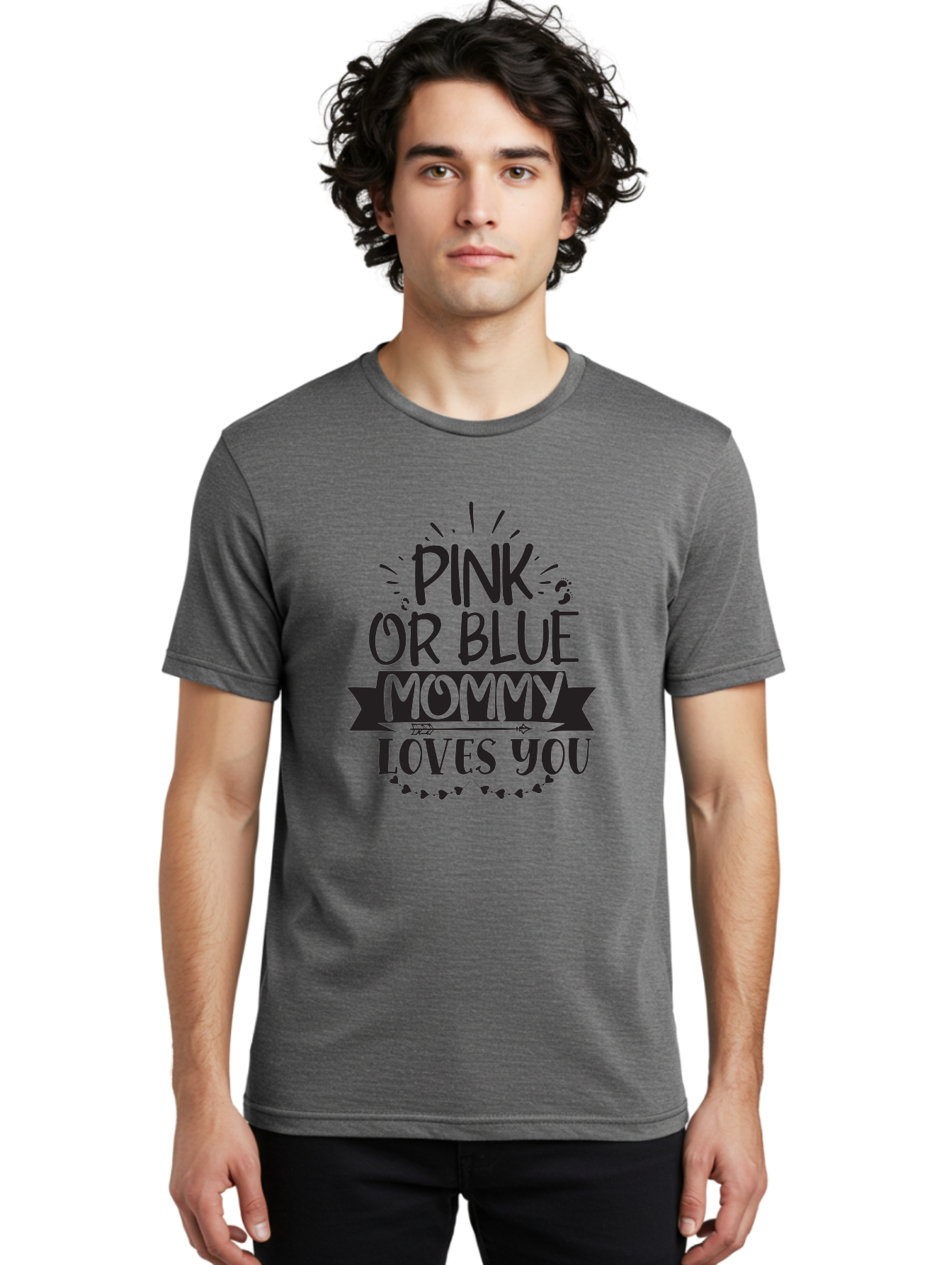 Pink-Or-Blue-Mommy-Loves-You Men'S Graphic Tee, 100% Cotton, Comfortable Casual Summer Wear, Machine Washable, Baby Shower Gift Ideas, Mom'S Love, Gender Reveal Party, Baby Love, Newborn Baby, Mom And Baby, Baby Clothes Aad460 16