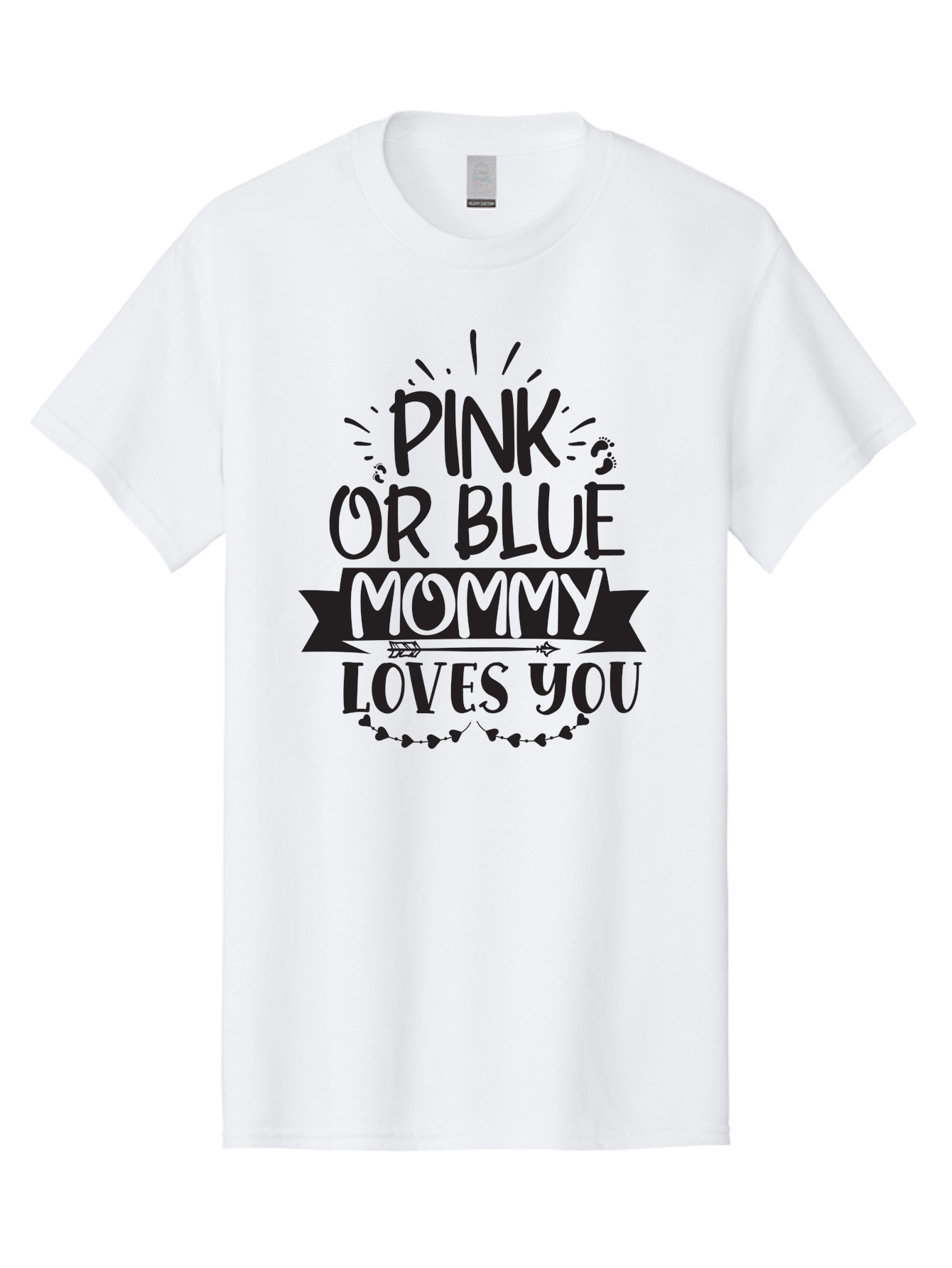 Pink-Or-Blue-Mommy-Loves-You Men'S Graphic Tee, 100% Cotton, Comfortable Casual Summer Wear, Machine Washable, Baby Shower Gift Ideas, Mom'S Love, Gender Reveal Party, Baby Love, Newborn Baby, Mom And Baby, Baby Clothes Aad460