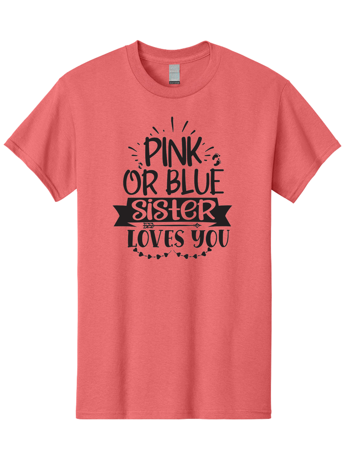 Pink-Or-Blue-Sister Men'S Graphic Tee, 100% Cotton, Comfortable Casual Summer Wear, Machine Washable, Gender Reveal, Baby Announcement, Pink Or Blue, Sister Loves You, Cute Design, Baby Shower, Newborn, Heartwarming Message, Sibling Love, Aad461 21