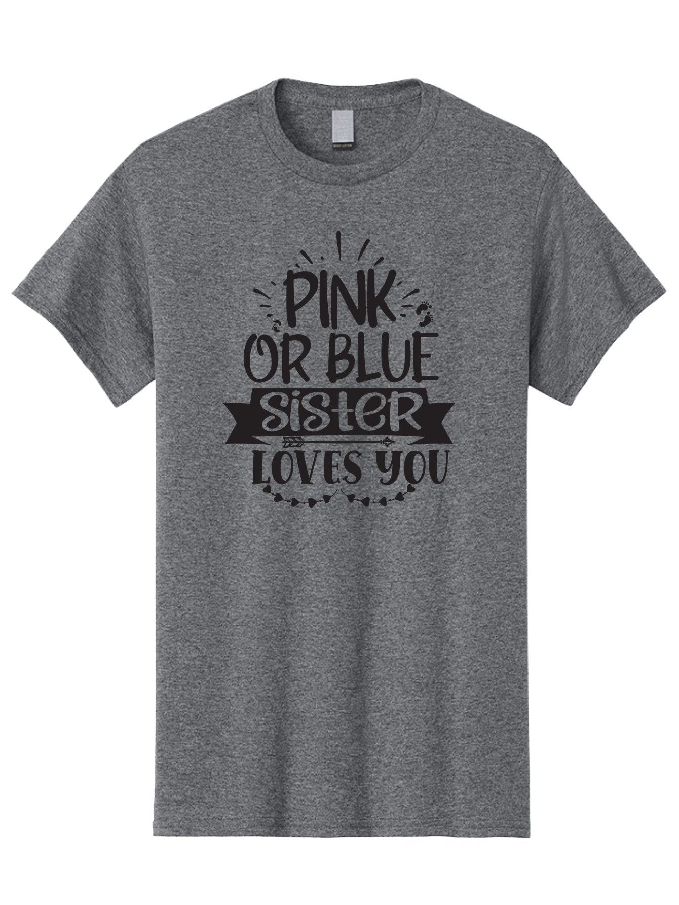 Pink-Or-Blue-Sister Men'S Graphic Tee, 100% Cotton, Comfortable Casual Summer Wear, Machine Washable, Gender Reveal, Baby Announcement, Pink Or Blue, Sister Loves You, Cute Design, Baby Shower, Newborn, Heartwarming Message, Sibling Love, Aad461