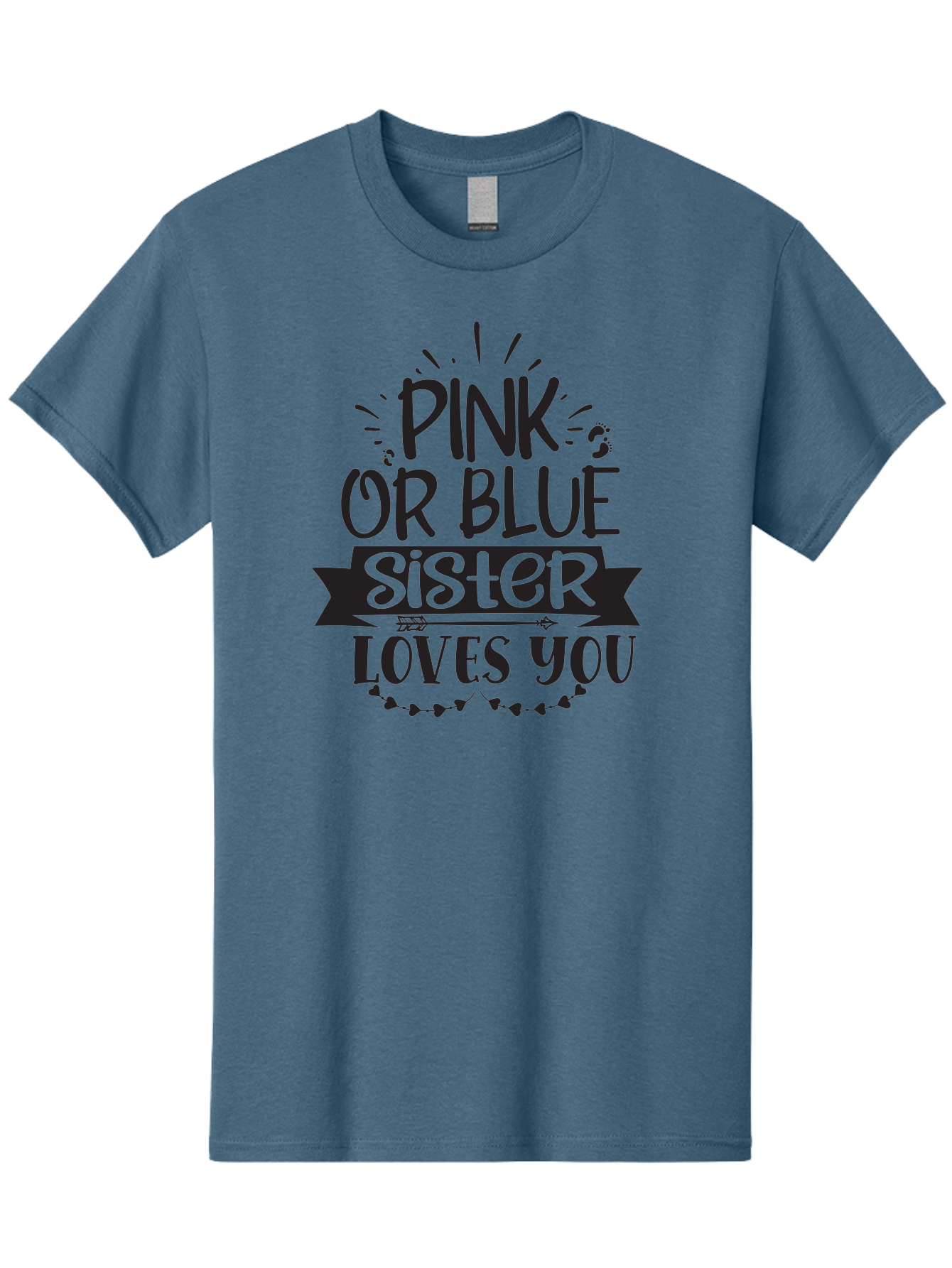 Pink-Or-Blue-Sister Men'S Graphic Tee, 100% Cotton, Comfortable Casual Summer Wear, Machine Washable, Gender Reveal, Baby Announcement, Pink Or Blue, Sister Loves You, Cute Design, Baby Shower, Newborn, Heartwarming Message, Sibling Love, Aad461 3