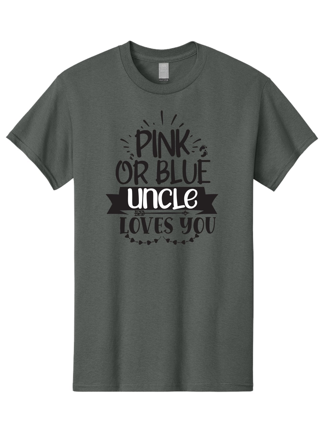 Pink-Or-Blue-Uncle-Loves-You Men'S Graphic Tee, 100% Cotton, Comfortable Casual Summer Wear, Machine Washable, Pink Or Blue, Uncle Loves You, Baby Shower, Gender Reveal, Uncles Day, Love Message, Baby Feet Aad462 14