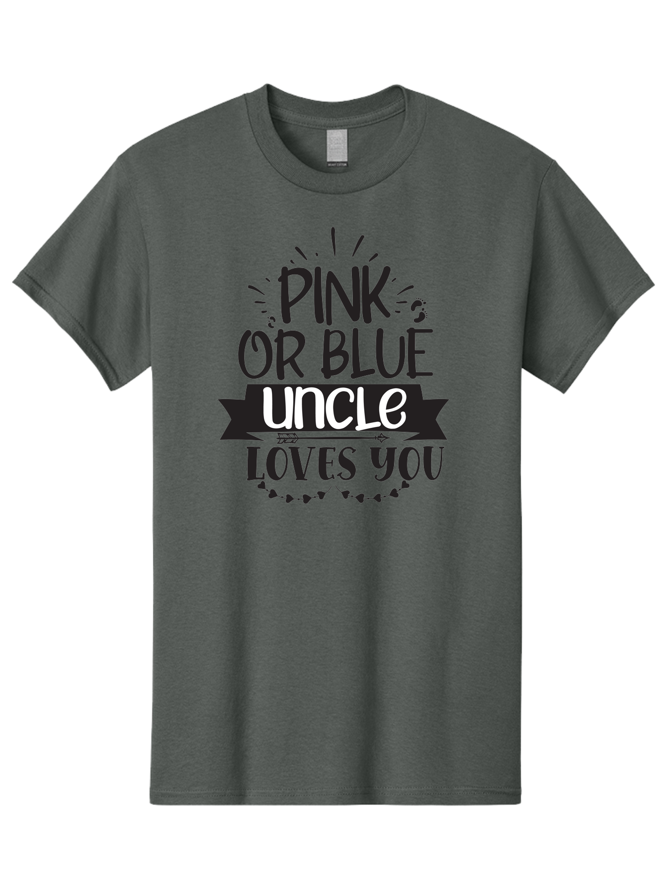 Pink-Or-Blue-Uncle-Loves-You Men'S Graphic Tee, 100% Cotton, Comfortable Casual Summer Wear, Machine Washable, Pink Or Blue, Uncle Loves You, Baby Shower, Gender Reveal, Uncles Day, Love Message, Baby Feet Aad462 3