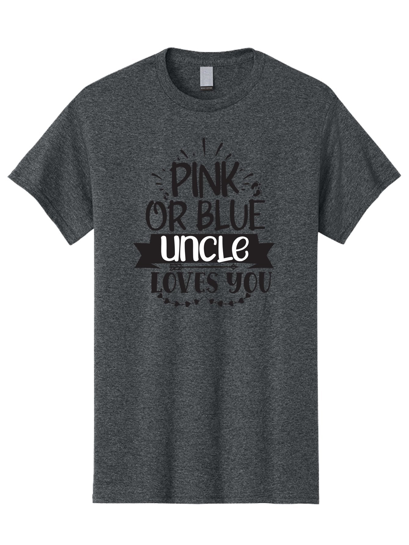 Pink-Or-Blue-Uncle-Loves-You Men'S Graphic Tee, 100% Cotton, Comfortable Casual Summer Wear, Machine Washable, Pink Or Blue, Uncle Loves You, Baby Shower, Gender Reveal, Uncles Day, Love Message, Baby Feet Aad462 8