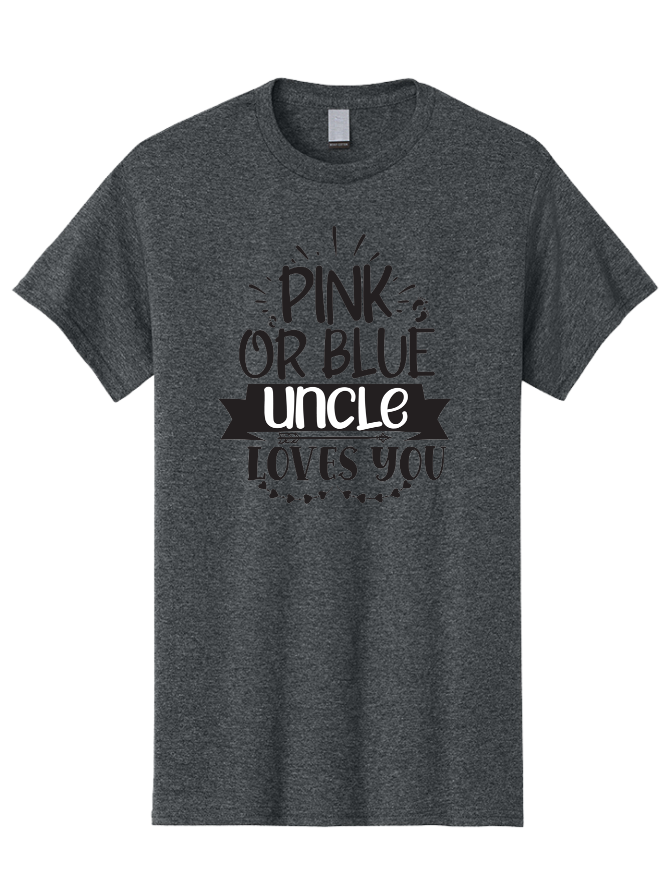 Pink-Or-Blue-Uncle-Loves-You Men'S Graphic Tee, 100% Cotton, Comfortable Casual Summer Wear, Machine Washable, Pink Or Blue, Uncle Loves You, Baby Shower, Gender Reveal, Uncles Day, Love Message, Baby Feet Aad462 11