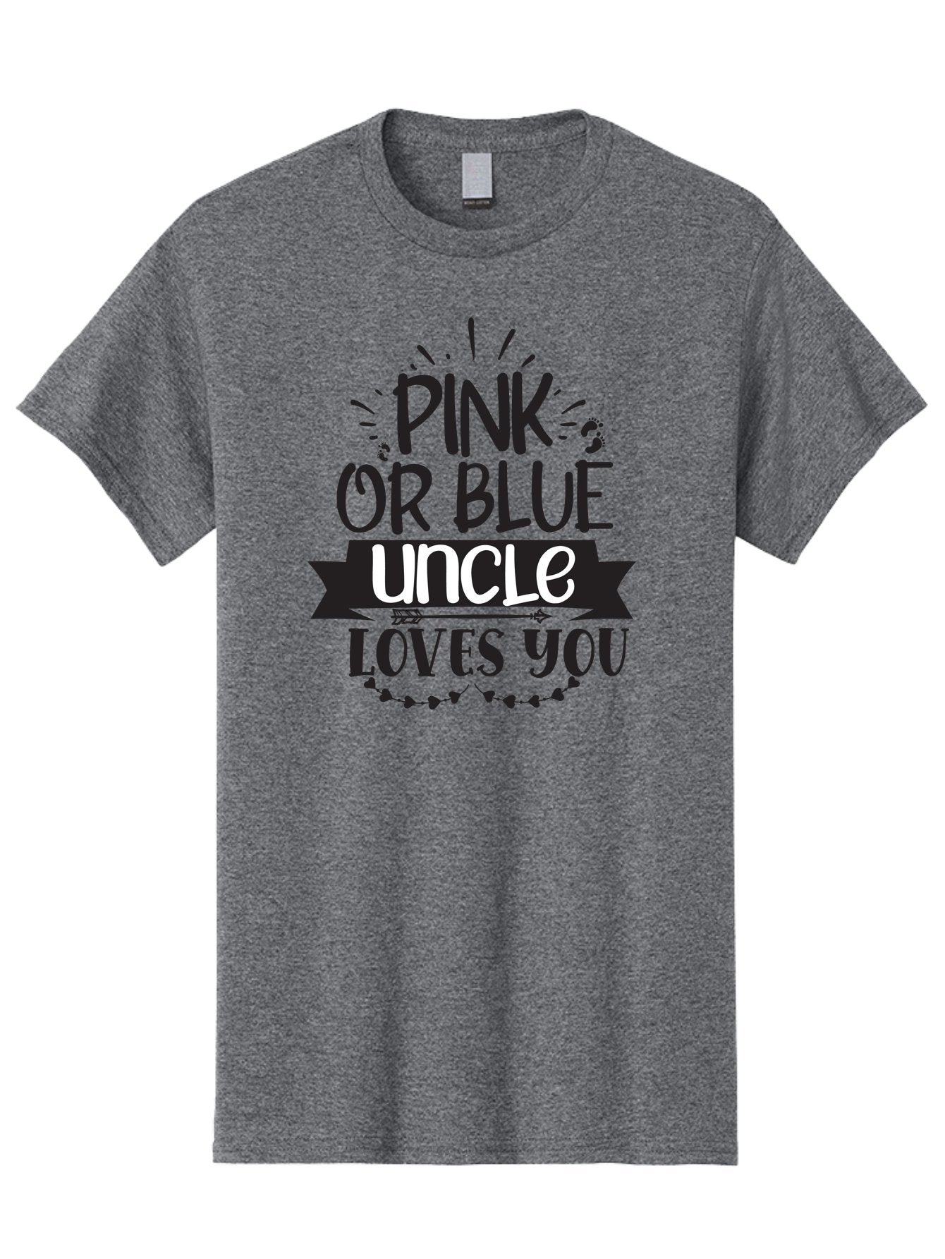 Pink-Or-Blue-Uncle-Loves-You Men'S Graphic Tee, 100% Cotton, Comfortable Casual Summer Wear, Machine Washable, Pink Or Blue, Uncle Loves You, Baby Shower, Gender Reveal, Uncles Day, Love Message, Baby Feet Aad462 10