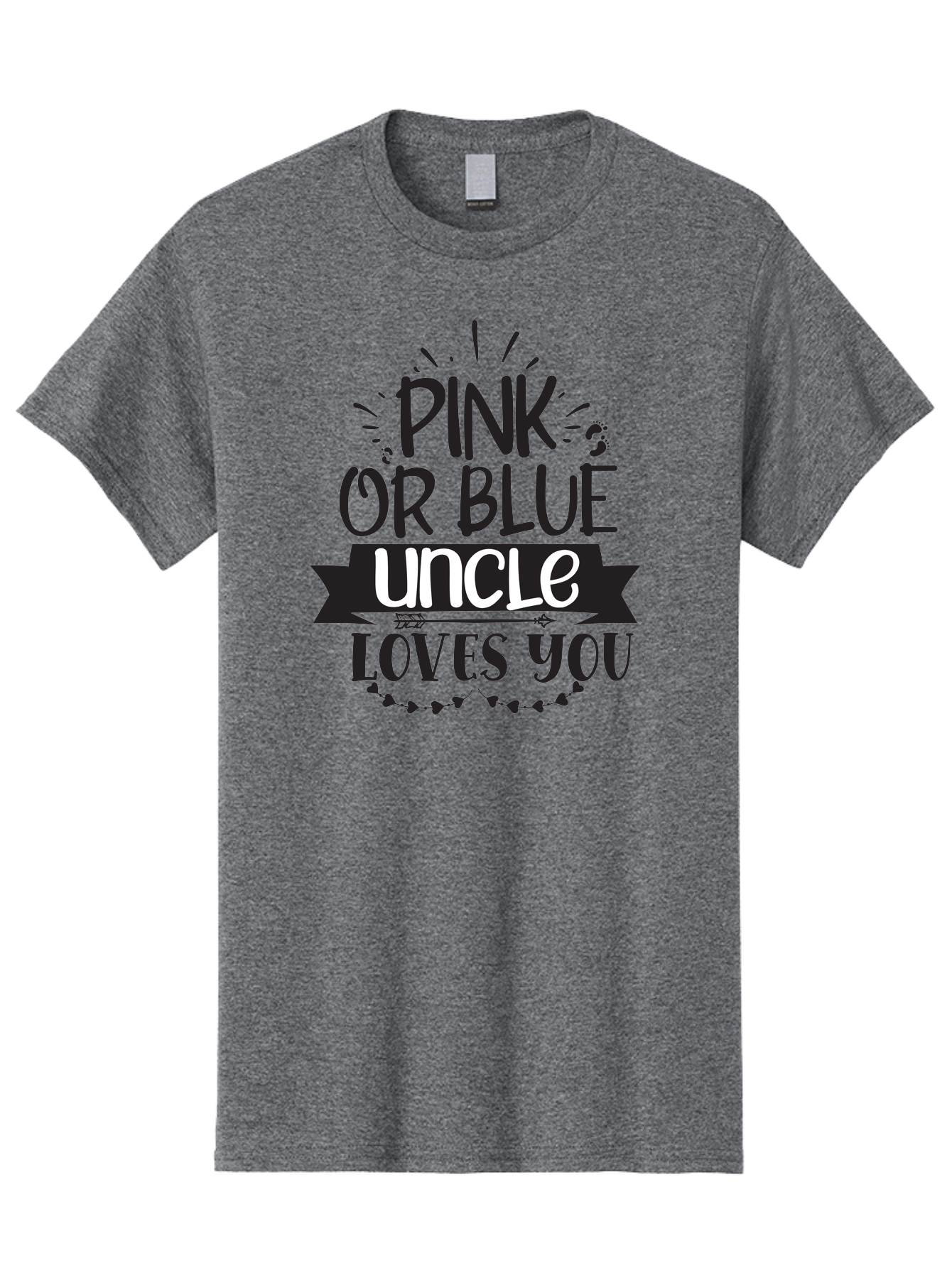 Pink-Or-Blue-Uncle-Loves-You Men'S Graphic Tee, 100% Cotton, Comfortable Casual Summer Wear, Machine Washable, Pink Or Blue, Uncle Loves You, Baby Shower, Gender Reveal, Uncles Day, Love Message, Baby Feet Aad462 27