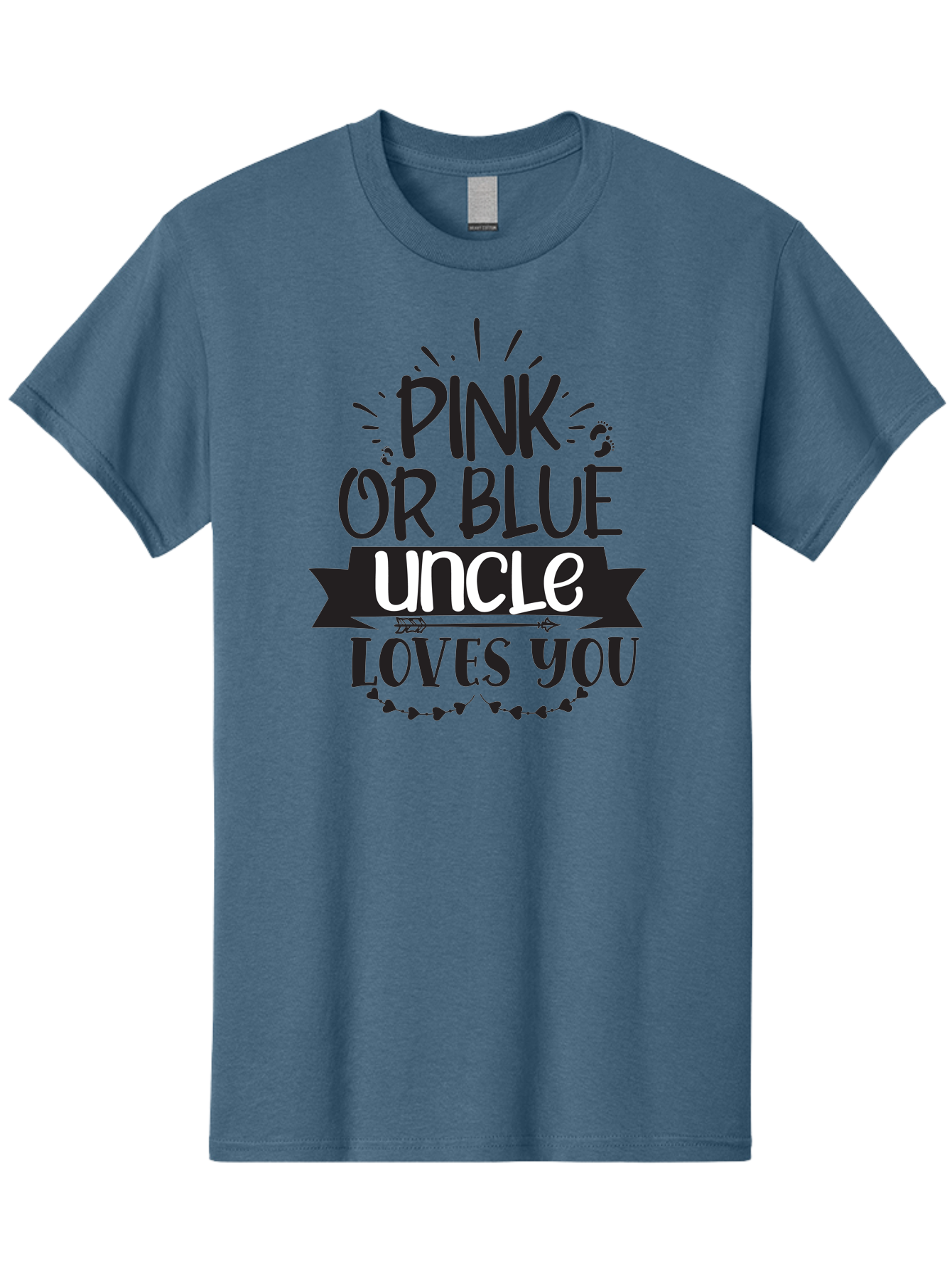 Pink-Or-Blue-Uncle-Loves-You Men'S Graphic Tee, 100% Cotton, Comfortable Casual Summer Wear, Machine Washable, Pink Or Blue, Uncle Loves You, Baby Shower, Gender Reveal, Uncles Day, Love Message, Baby Feet Aad462 19