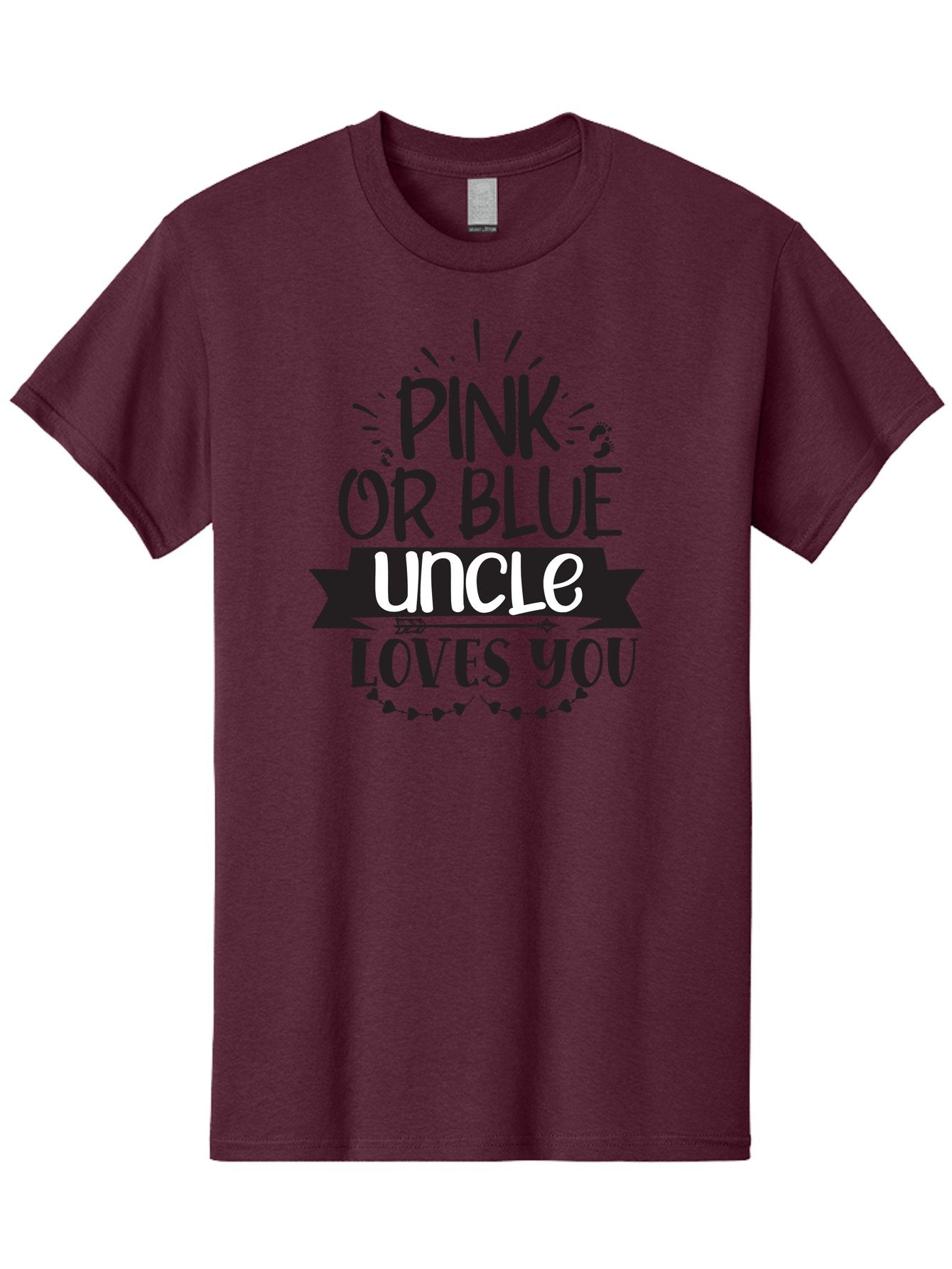 Pink-Or-Blue-Uncle-Loves-You Men'S Graphic Tee, 100% Cotton, Comfortable Casual Summer Wear, Machine Washable, Pink Or Blue, Uncle Loves You, Baby Shower, Gender Reveal, Uncles Day, Love Message, Baby Feet Aad462 3
