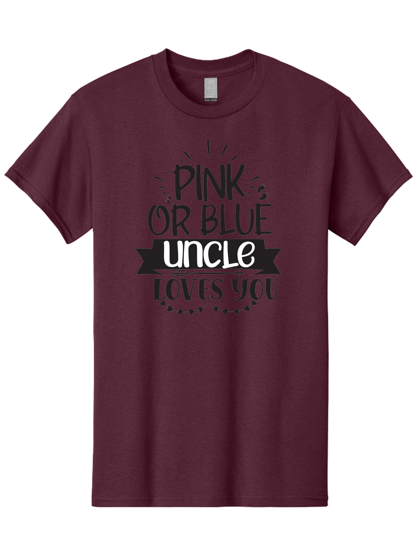 Pink-Or-Blue-Uncle-Loves-You Men'S Graphic Tee, 100% Cotton, Comfortable Casual Summer Wear, Machine Washable, Pink Or Blue, Uncle Loves You, Baby Shower, Gender Reveal, Uncles Day, Love Message, Baby Feet Aad462 17