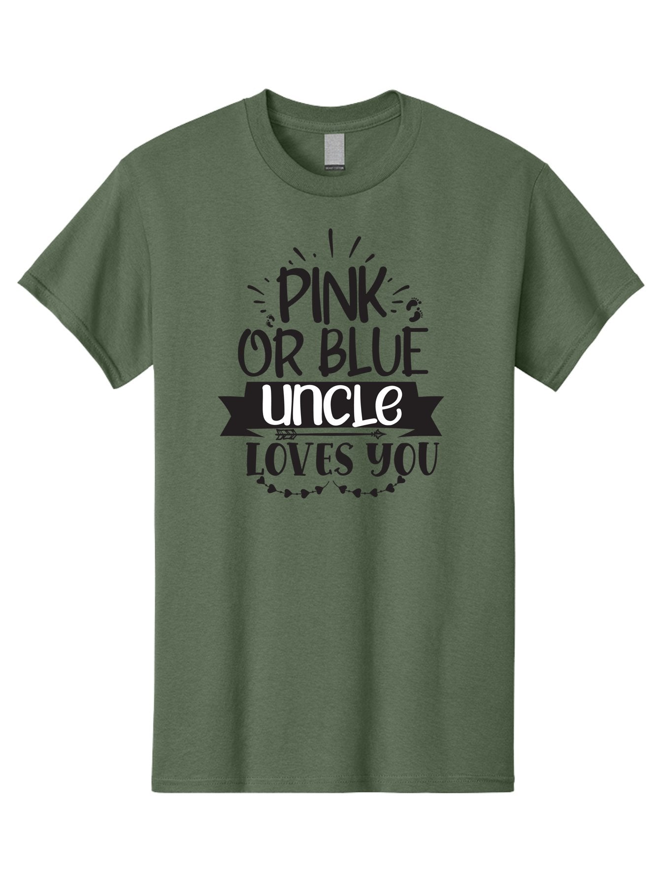 Pink-Or-Blue-Uncle-Loves-You Men'S Graphic Tee, 100% Cotton, Comfortable Casual Summer Wear, Machine Washable, Pink Or Blue, Uncle Loves You, Baby Shower, Gender Reveal, Uncles Day, Love Message, Baby Feet Aad462 11