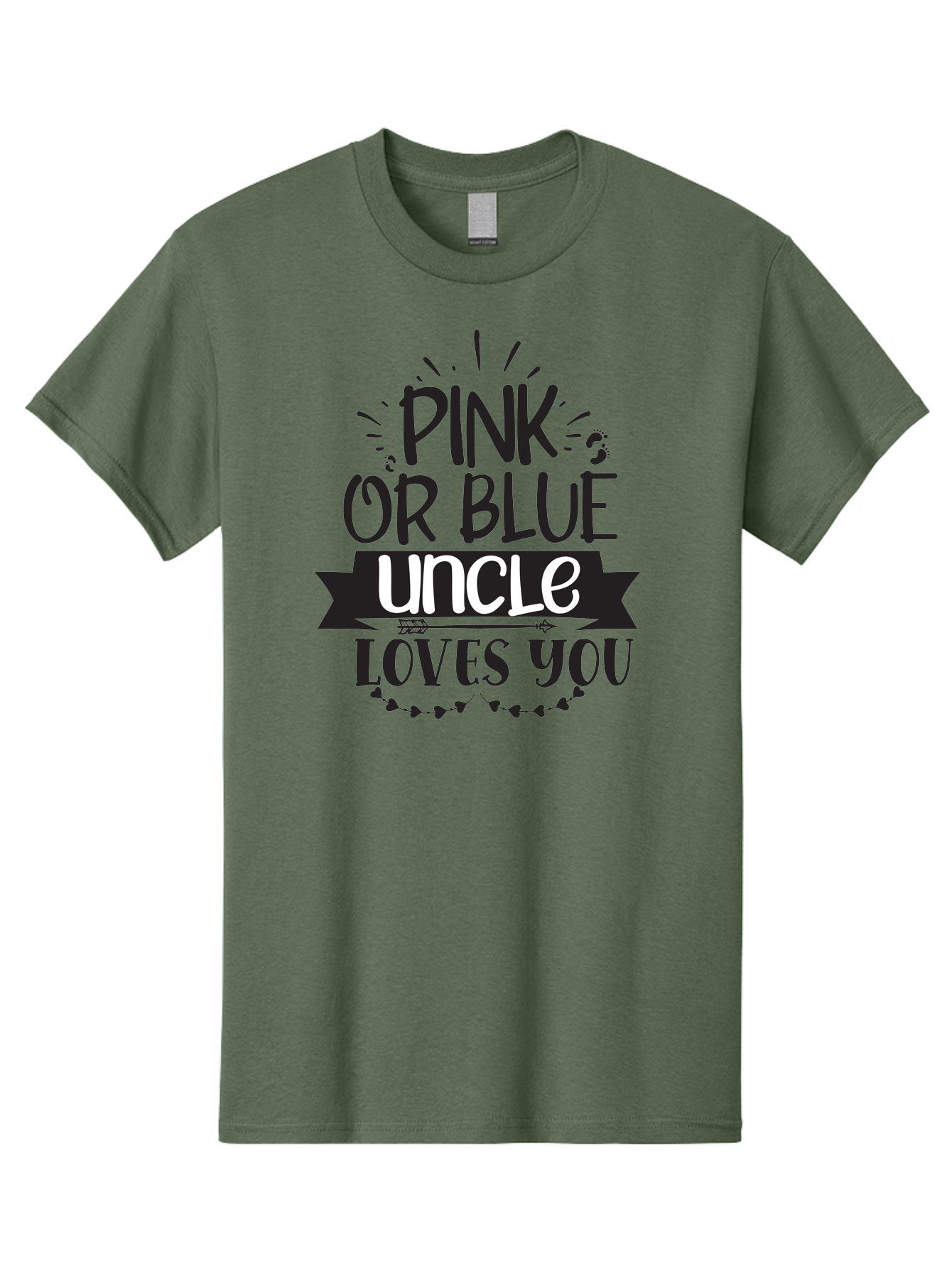Pink-Or-Blue-Uncle-Loves-You Men'S Graphic Tee, 100% Cotton, Comfortable Casual Summer Wear, Machine Washable, Pink Or Blue, Uncle Loves You, Baby Shower, Gender Reveal, Uncles Day, Love Message, Baby Feet Aad462 7