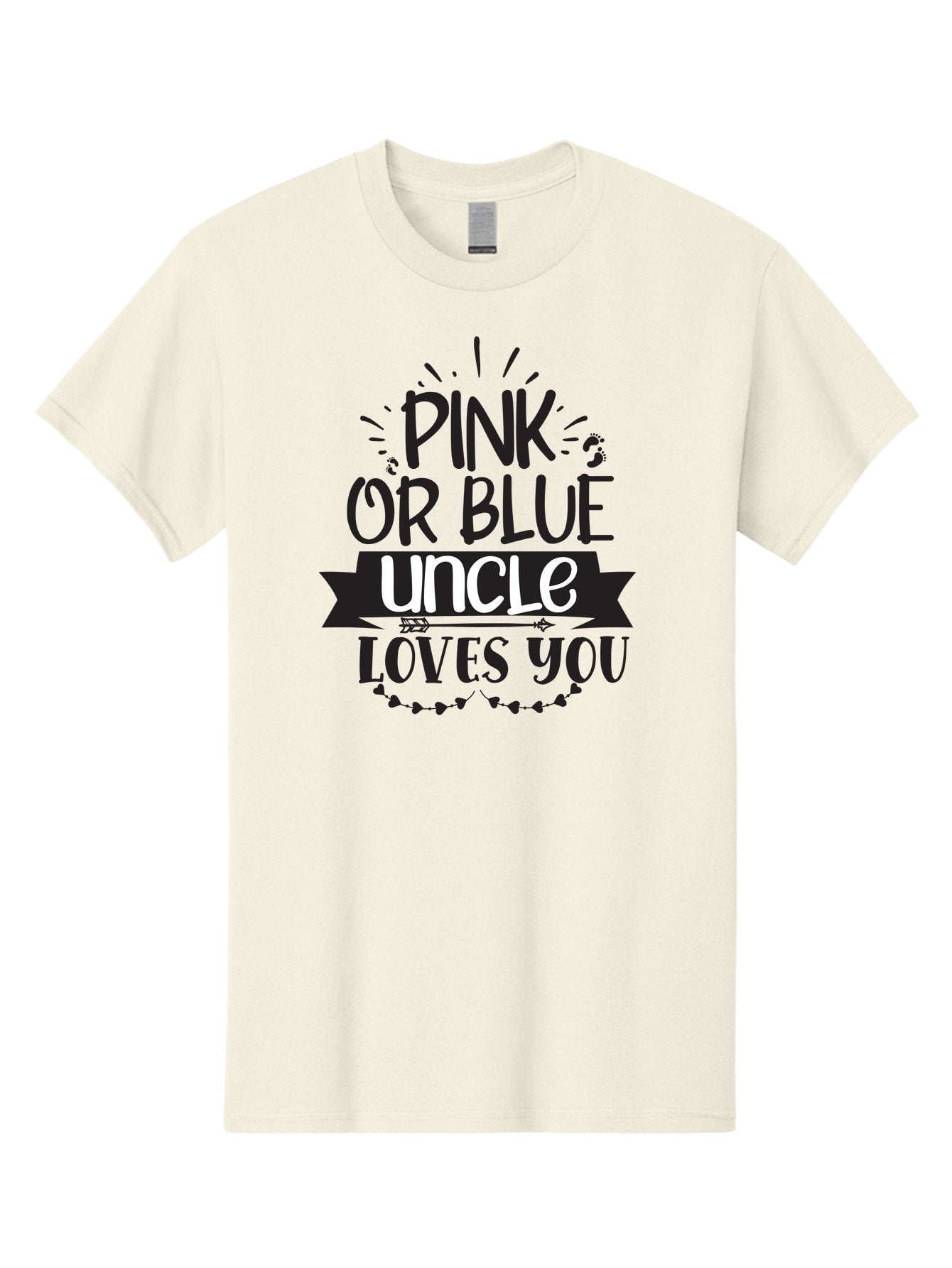 Pink-Or-Blue-Uncle-Loves-You Men'S Graphic Tee, 100% Cotton, Comfortable Casual Summer Wear, Machine Washable, Pink Or Blue, Uncle Loves You, Baby Shower, Gender Reveal, Uncles Day, Love Message, Baby Feet Aad462