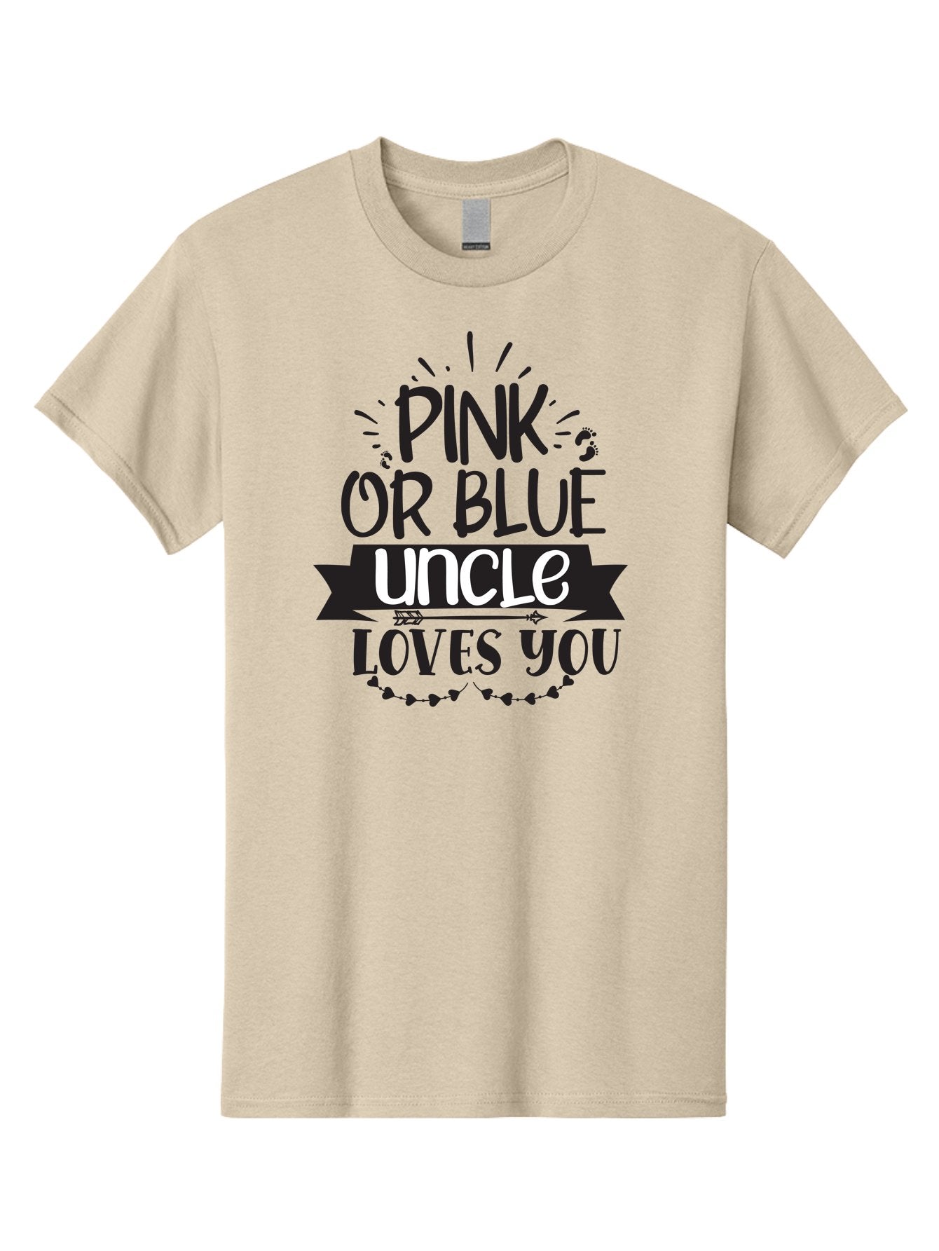 Pink-Or-Blue-Uncle-Loves-You Men'S Graphic Tee, 100% Cotton, Comfortable Casual Summer Wear, Machine Washable, Pink Or Blue, Uncle Loves You, Baby Shower, Gender Reveal, Uncles Day, Love Message, Baby Feet Aad462 12
