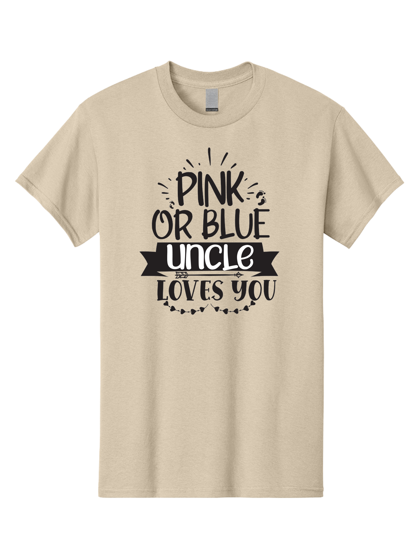 Pink-Or-Blue-Uncle-Loves-You Men'S Graphic Tee, 100% Cotton, Comfortable Casual Summer Wear, Machine Washable, Pink Or Blue, Uncle Loves You, Baby Shower, Gender Reveal, Uncles Day, Love Message, Baby Feet Aad462 5