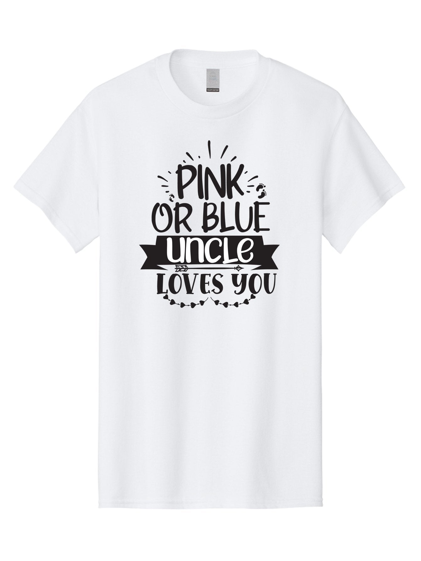 Pink-Or-Blue-Uncle-Loves-You Men'S Graphic Tee, 100% Cotton, Comfortable Casual Summer Wear, Machine Washable, Pink Or Blue, Uncle Loves You, Baby Shower, Gender Reveal, Uncles Day, Love Message, Baby Feet Aad462 4