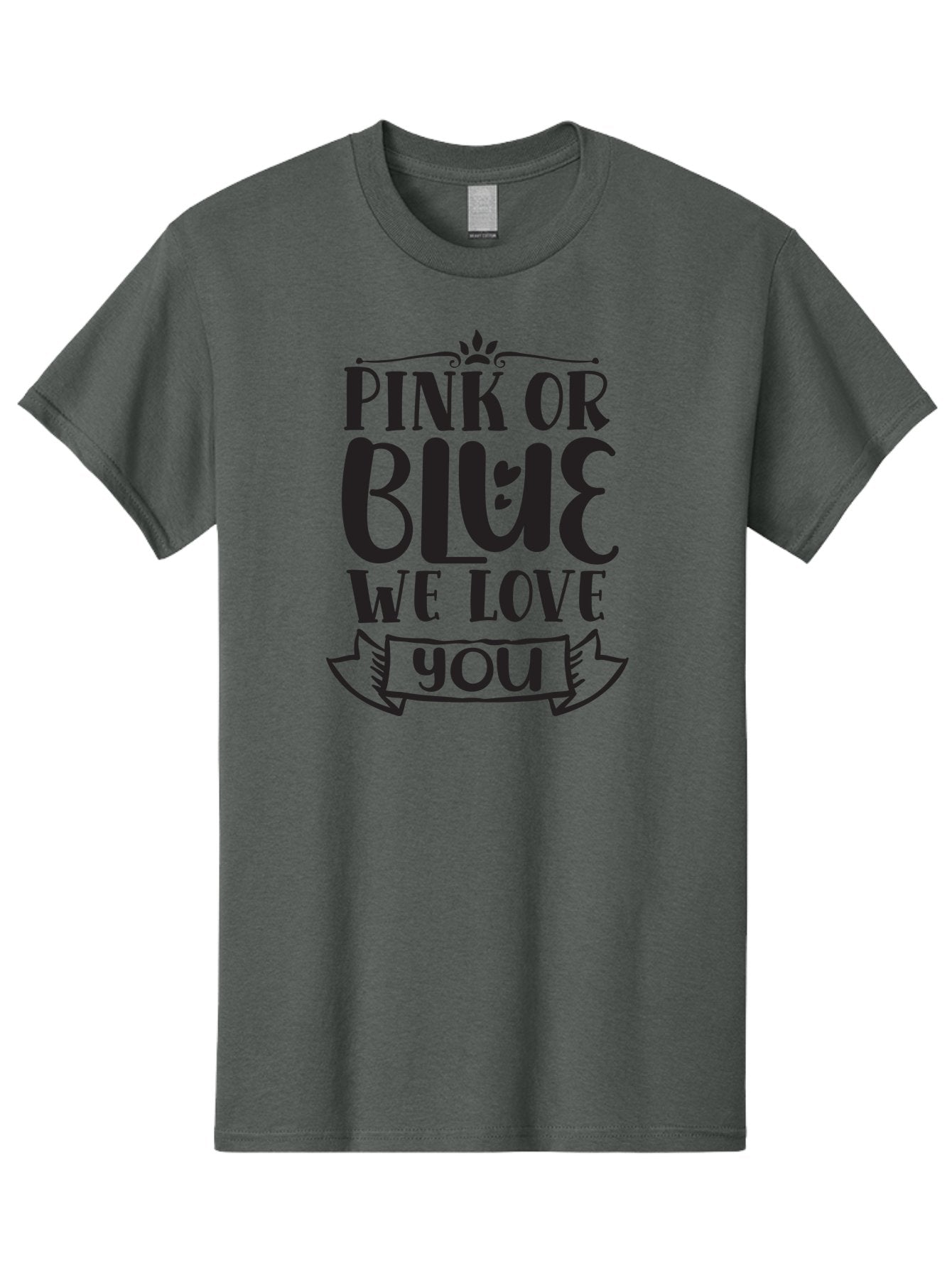 Pink-Or-Blue-We-Love-You Men'S Graphic Tee, 100% Cotton, Comfortable Casual Summer Wear, Machine Washable, Gender Reveal Message, Baby Love, Pink Or Blue, Cute Design, Ribbon Banner, Decorative Text, Heartfelt Message, Sweet Sentiment Aad463 5