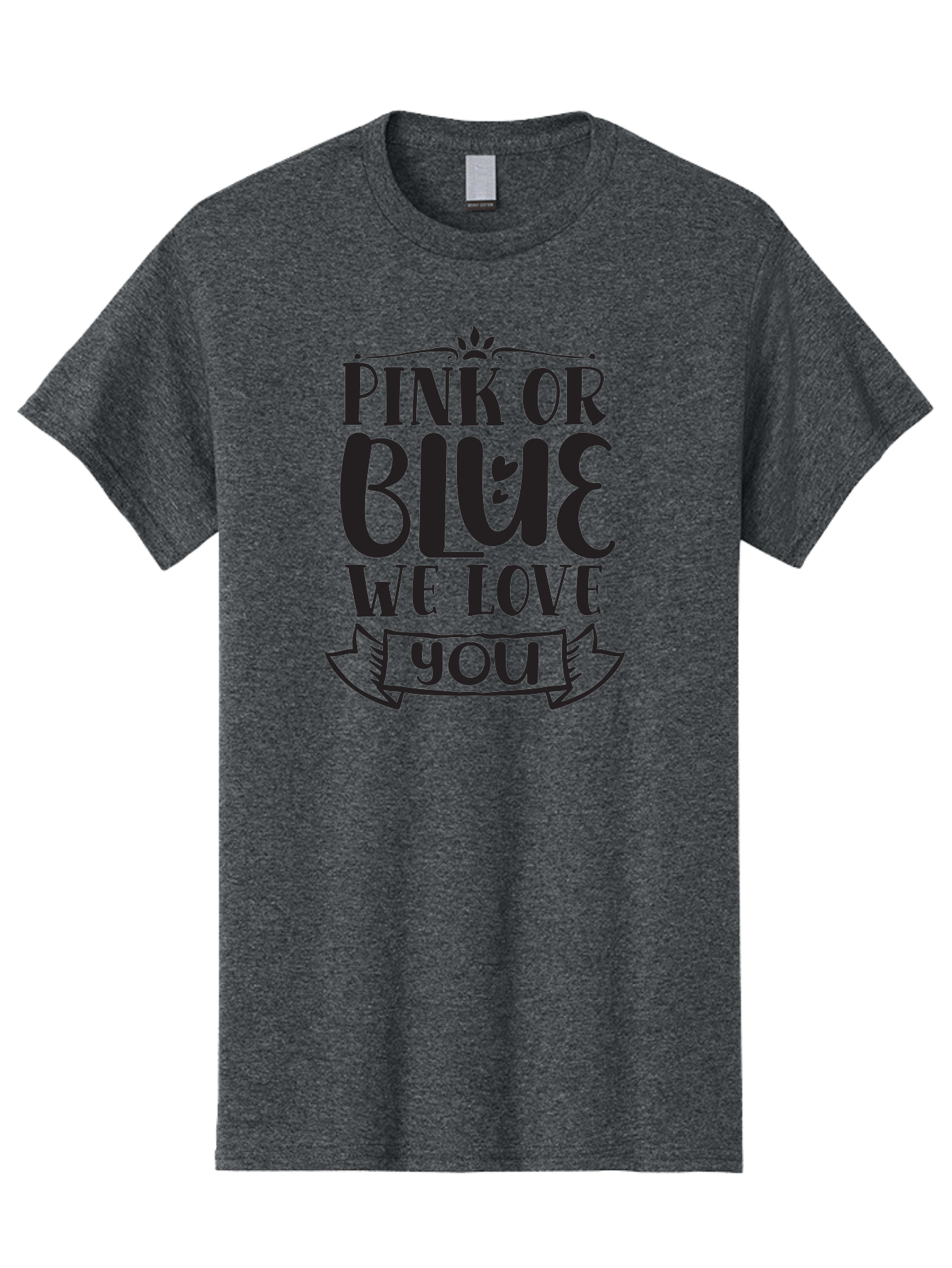 Pink-Or-Blue-We-Love-You Men'S Graphic Tee, 100% Cotton, Comfortable Casual Summer Wear, Machine Washable, Gender Reveal Message, Baby Love, Pink Or Blue, Cute Design, Ribbon Banner, Decorative Text, Heartfelt Message, Sweet Sentiment Aad463 23
