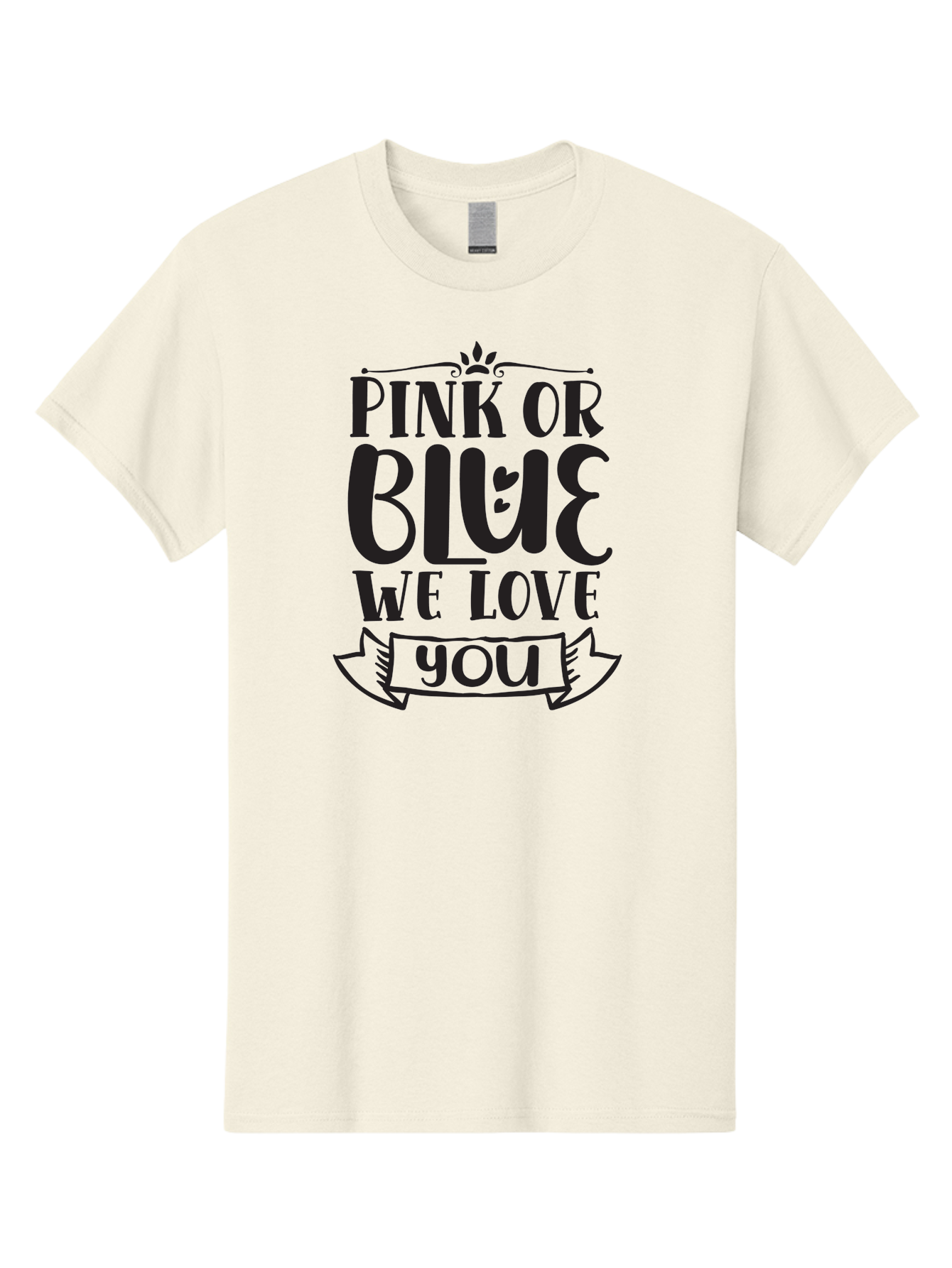 Pink-Or-Blue-We-Love-You Men'S Graphic Tee, 100% Cotton, Comfortable Casual Summer Wear, Machine Washable, Gender Reveal Message, Baby Love, Pink Or Blue, Cute Design, Ribbon Banner, Decorative Text, Heartfelt Message, Sweet Sentiment Aad463 7