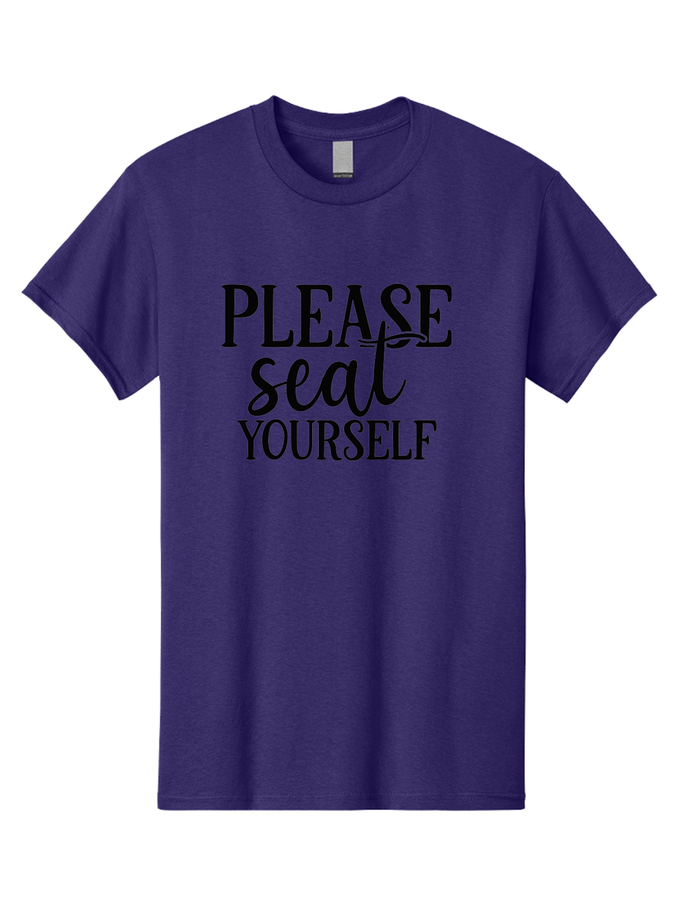 Please-Seat-Yourself Men'S Graphic Tee, 100% Cotton, Comfortable Casual Summer Wear, Machine Washable, Funny Typography, Playful Phrases, Quirky Quotes, Clever Sayings, Humorous Designs, Witty One-Liners, Please Seat Yourself, Typographic Art Aad465