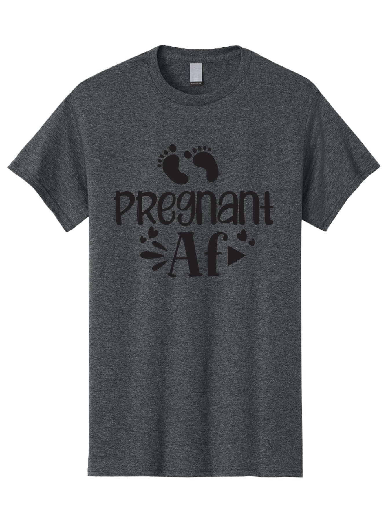 Pregnant-Af Men'S Graphic Tee, 100% Cotton, Comfortable Casual Summer Wear, Machine Washable, Baby Feet, Pregnant Announcement, Playful Typography, Whimsical Design, Heart Motifs, Expectation, Joy, Celebration, Family, Love, Expectant Mother, Aad466 9