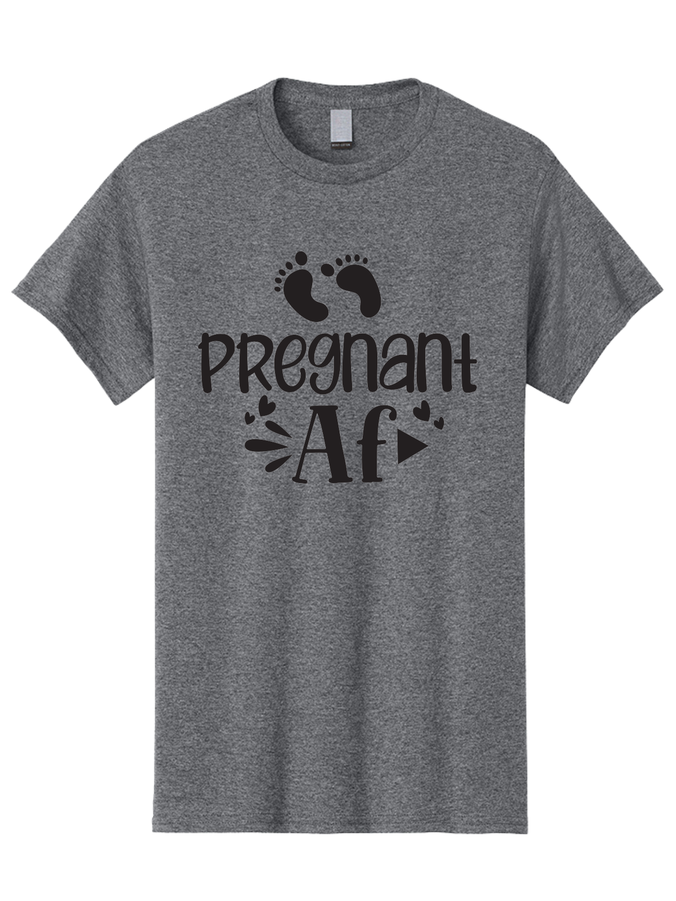 Pregnant-Af Men'S Graphic Tee, 100% Cotton, Comfortable Casual Summer Wear, Machine Washable, Baby Feet, Pregnant Announcement, Playful Typography, Whimsical Design, Heart Motifs, Expectation, Joy, Celebration, Family, Love, Expectant Mother, Aad466 7