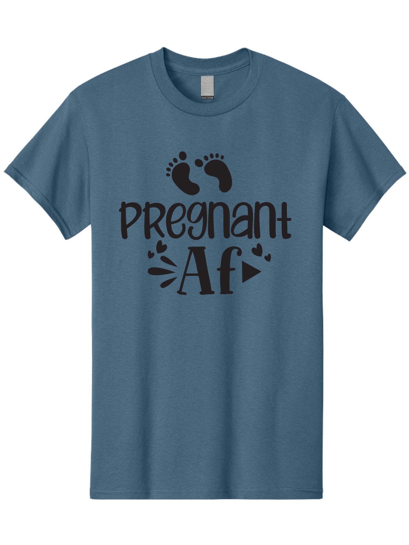 Pregnant-Af Men'S Graphic Tee, 100% Cotton, Comfortable Casual Summer Wear, Machine Washable, Baby Feet, Pregnant Announcement, Playful Typography, Whimsical Design, Heart Motifs, Expectation, Joy, Celebration, Family, Love, Expectant Mother, Aad466 14