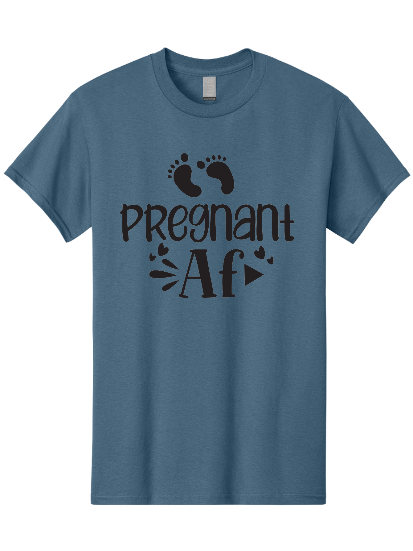 Pregnant-Af Men'S Graphic Tee, 100% Cotton, Comfortable Casual Summer Wear, Machine Washable, Baby Feet, Pregnant Announcement, Playful Typography, Whimsical Design, Heart Motifs, Expectation, Joy, Celebration, Family, Love, Expectant Mother, Aad466 3